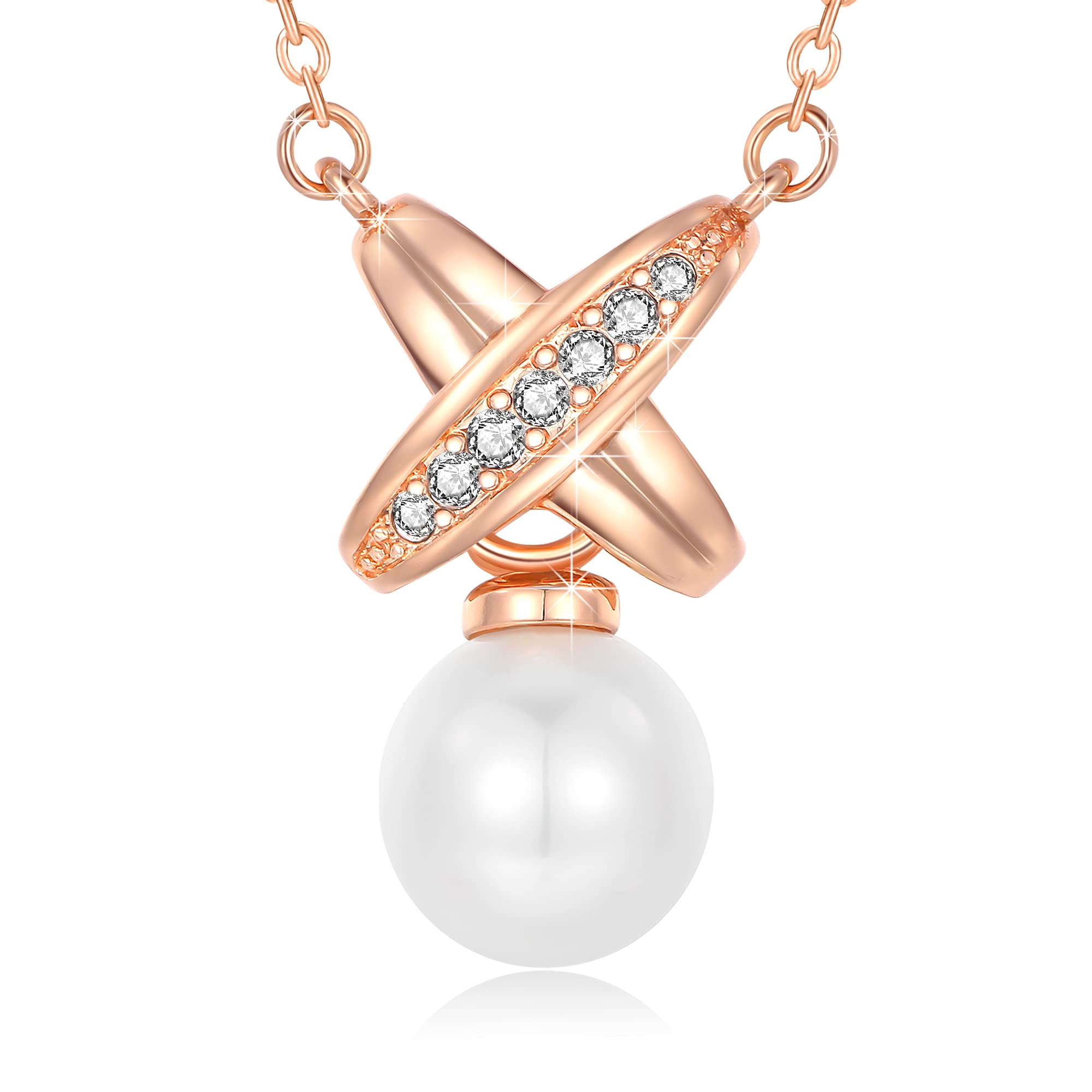St.Claire AAAAAA Freshwater Cultured Pearl Necklace for Women - 925 Sterling Silver with Cubic Zirconia Pendant - Elegant Jewelry Gift for Wife, Girlfriend, Mom - Perfect for Birthday, Anniversary & Special Occasions