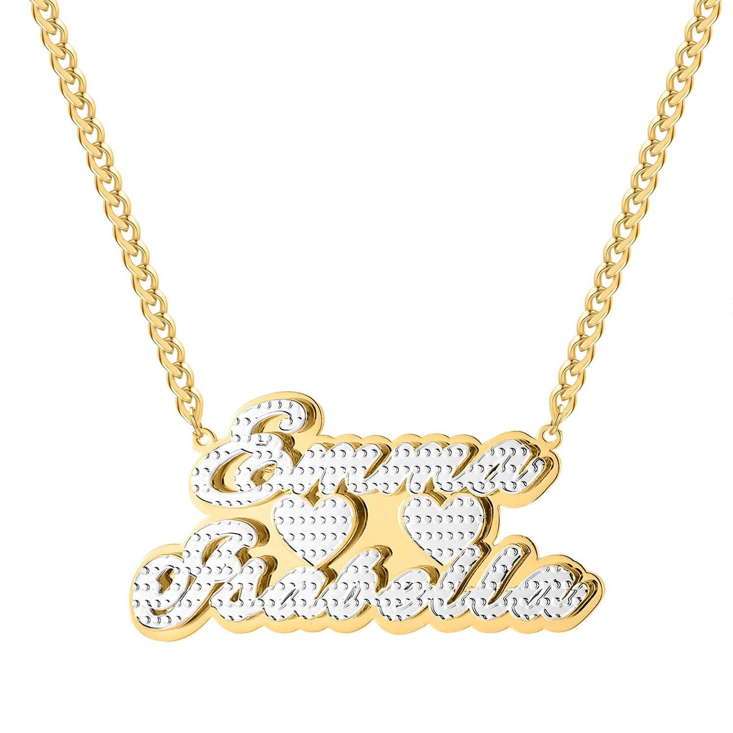 Personalized Double Plated Name Necklace for Couples - Custom Nameplate Pendant Jewelry for Boyfriend, Girlfriend, Women & Men - Romantic Birthday & Anniversary Gift for Her/Him - Perfect for Date Nights, Valentine's Day & Special Occasions