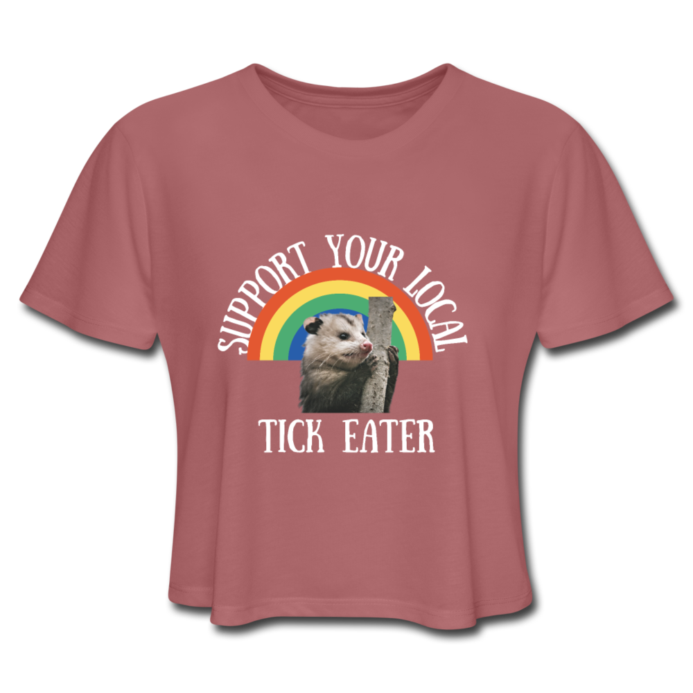 Opossum Support Women's Cropped T-Shirt | Funny Animal Lover Tee | Casual Streetwear & Summer Outfit Essential