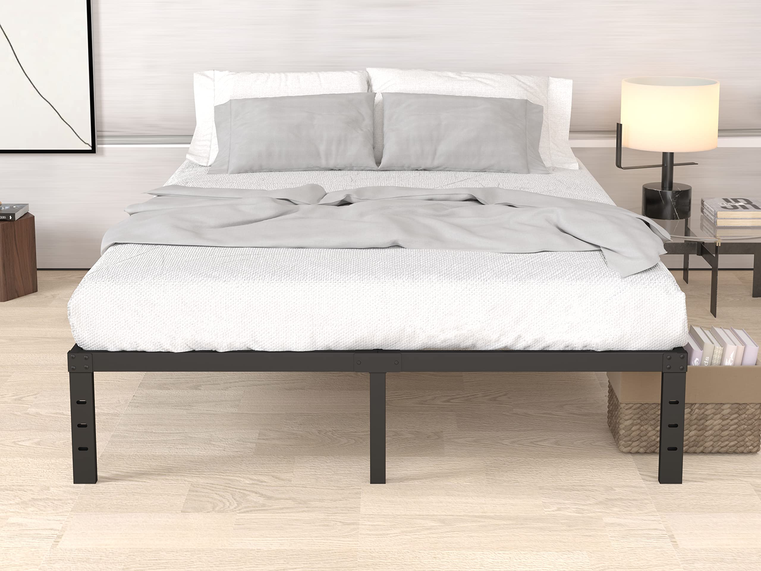 14 Inch Queen Bed Frame Metal - Heavy Duty Platform Bed Frame Queen Size, No Box Spring Needed, Easy Assembly, Noise Free - Perfect for Bedroom, Guest Room, Dorm, Apartment