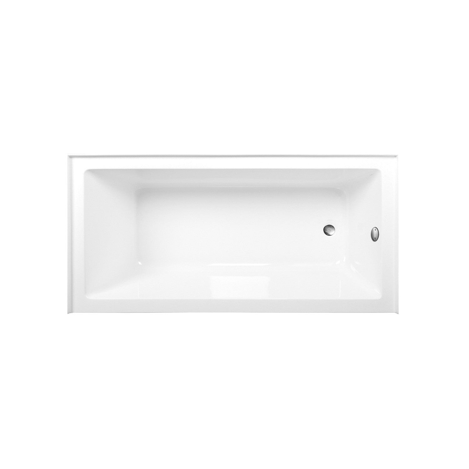 Aqua Eden 66 Inch Acrylic Rectangular 3 Wall Alcove Bathtub - Right Hand Drain, Glossy White with Brushed Nickel Finish | Perfect for Modern Bathroom Renovations & Spa-Like Retreats