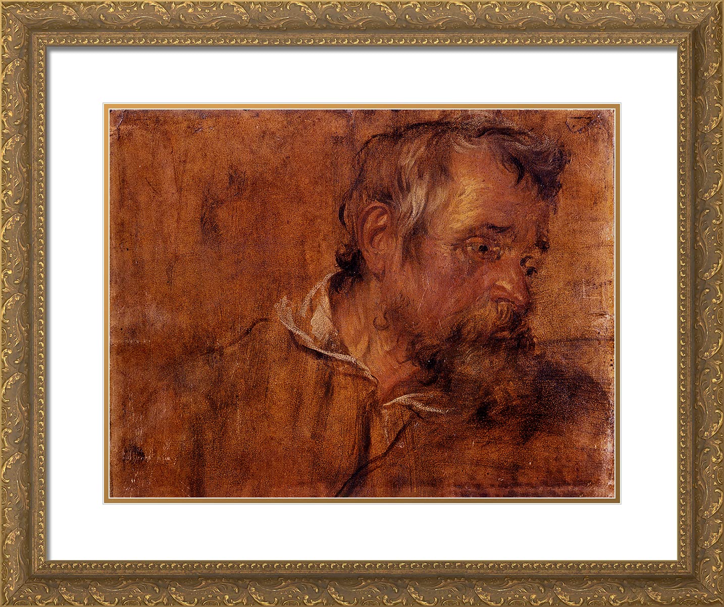 Anthony Van Dyck 24x20 Gold Ornate Framed Art Print - Renaissance Portrait of Bearded Old Man with Double Mat | Wall Art for Living Room, Office & Gallery | Perfect for Home Decor, Office Display & Art Collectors