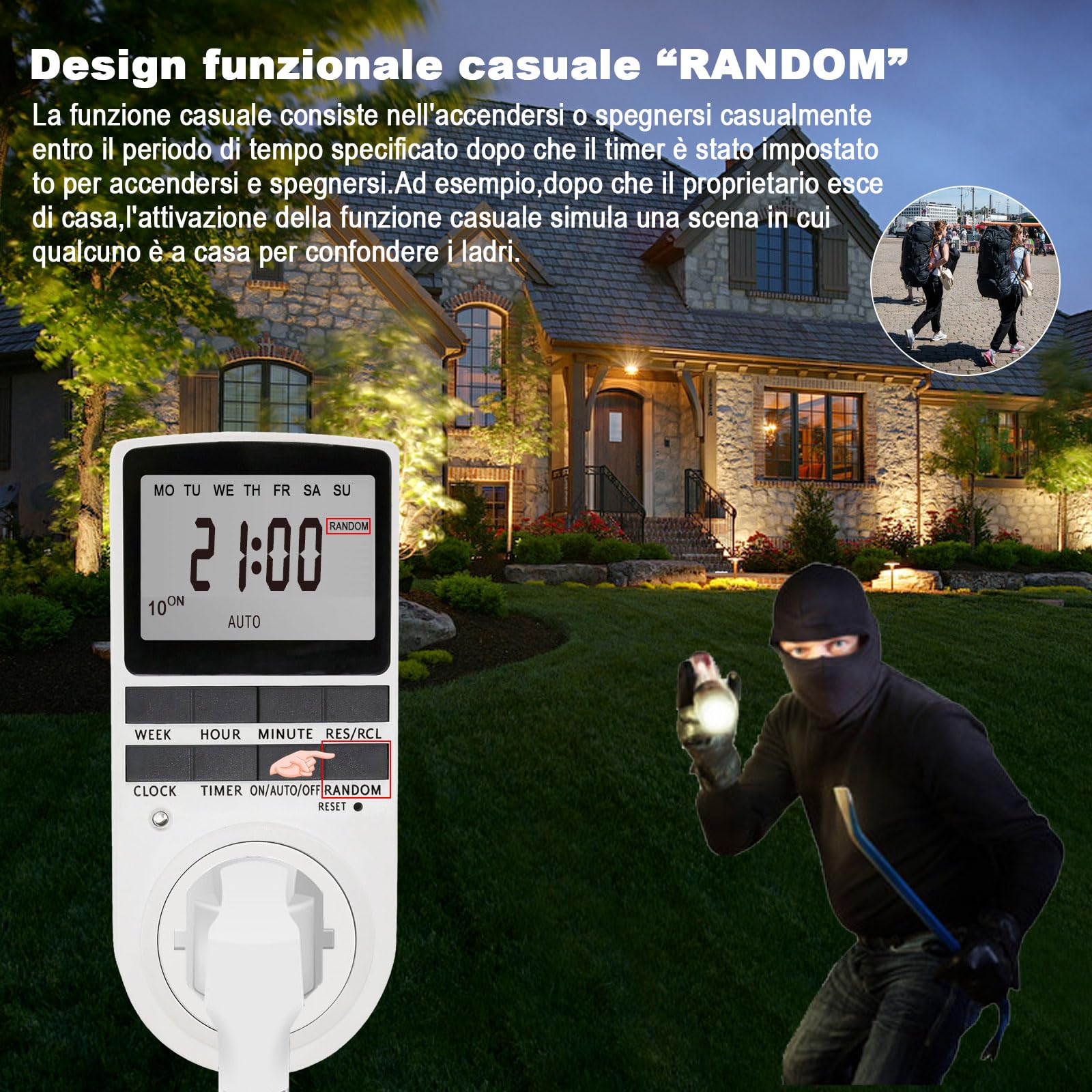 JOYELEC Digital Plug-in Timer - 10 Programmable Settings, 16A 3680W 230VAC, Smart Countdown Switch for Home Appliances & Street Lighting - Perfect for Energy Saving, Christmas Lights & Outdoor Lighting Control