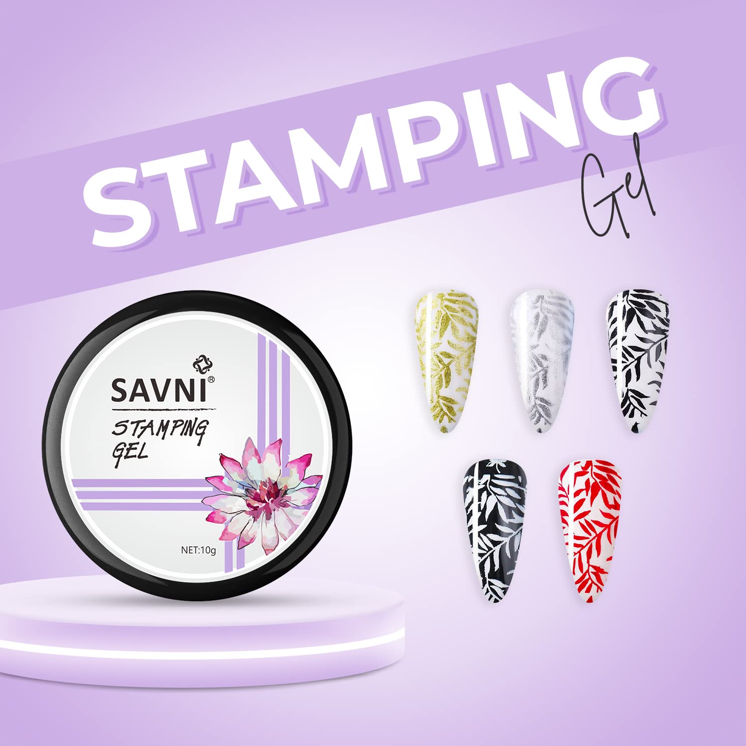 Savni Stamping Gel Soft Gel UV/LED Nail Extension Kit - 10g Black Nail Art Manicure Set for Long-Lasting Salon-Quality Nails at Home | Perfect for DIY Nail Art, Professional Manicures & Special Occasions