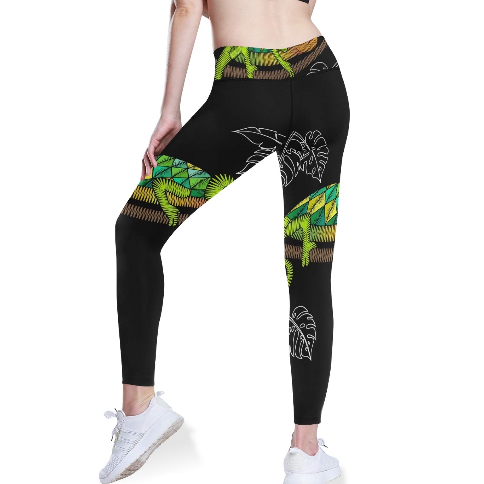 Green Chameleon Yoga Pants - High Waist Tummy Control Leggings with Pockets for Workout & Running