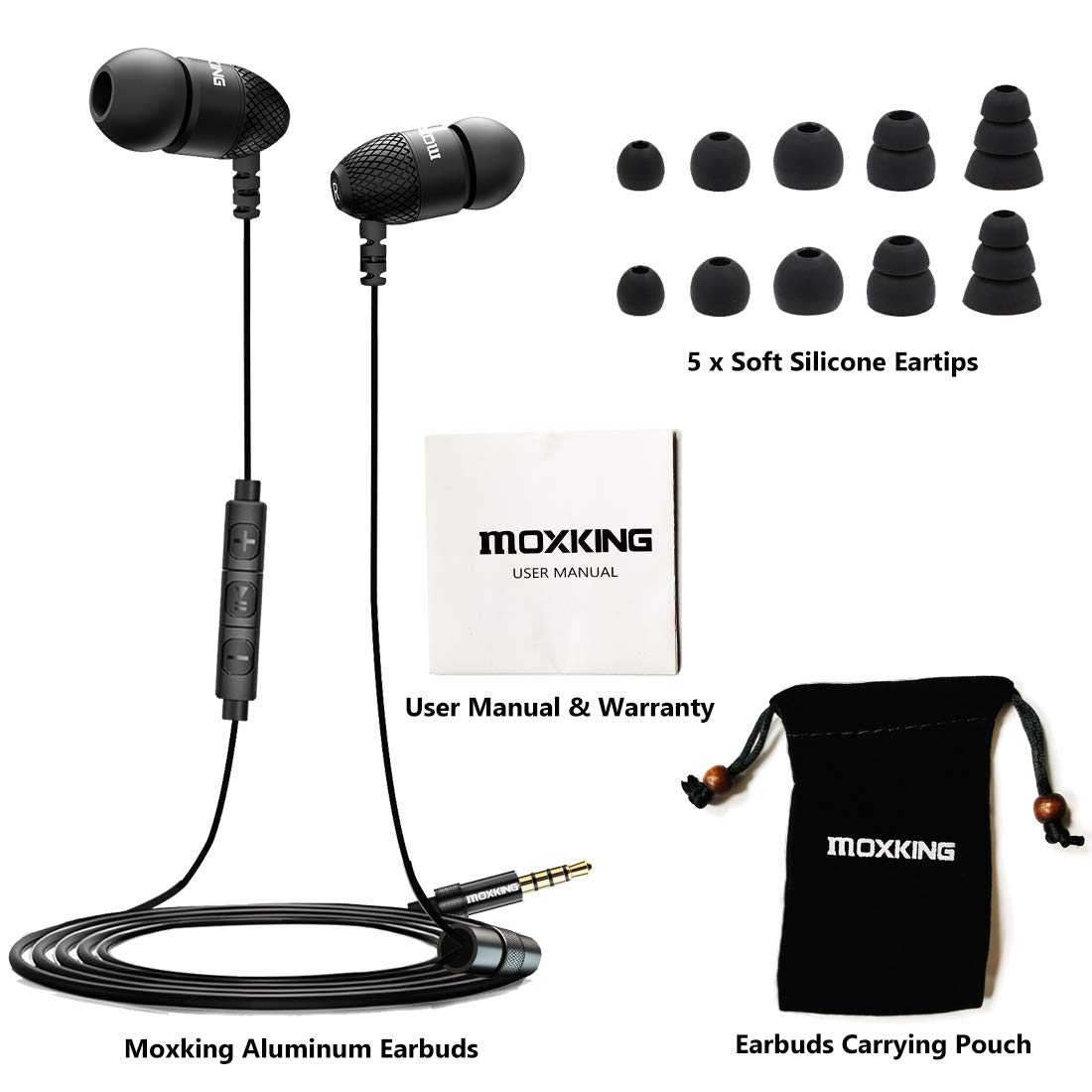 Premium Wired Metal Earphones with Microphone & Volume Control - Deep Bass, Noise Isolating In-Ear Headphones for iPhone, Android, Laptop, PC, iPad, Gaming | Perfect for Workouts, Commuting & Online Meetings