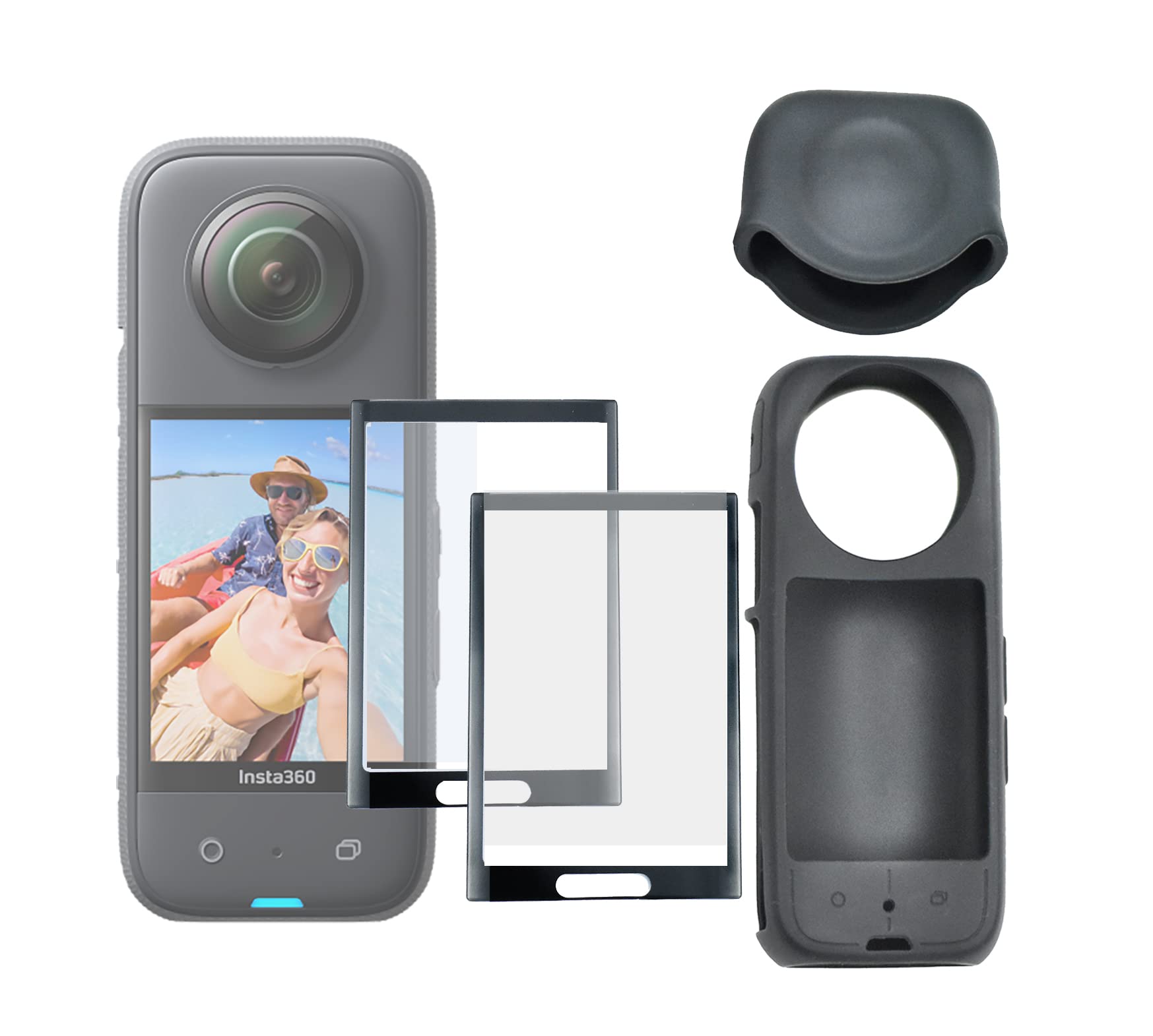 Insta360 X3 Screen Protector with Case & Lens Cap for Outdoor Adventures
