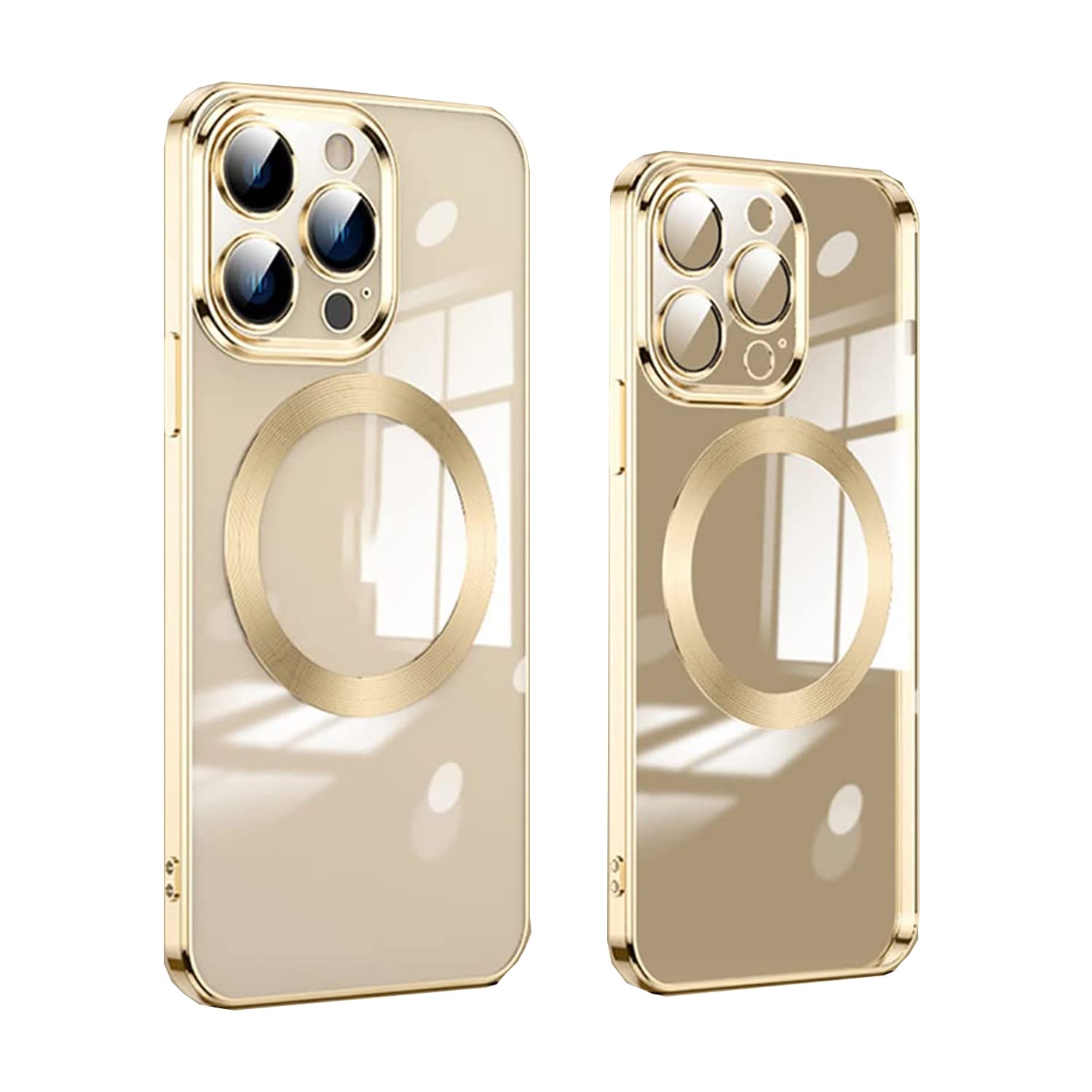 Premium HD Clear iPhone 13 Pro Case with Camera Lens Protector - Shockproof Waterproof Slim Transparent Phone Cover | Perfect for Outdoor Activities, Travel & Daily Protection (Gold)