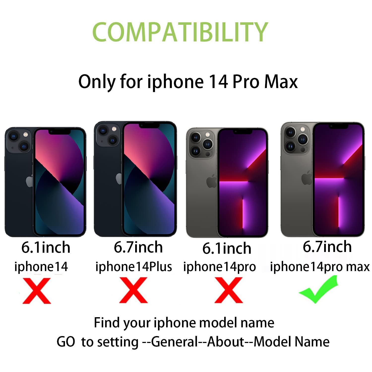 Premium Leather Magnetic Wallet Case for iPhone 14 Pro Max - Shockproof Protective Cover with Crossbody Strap & Stand (Black) | Perfect for Travel, Work & Everyday Use