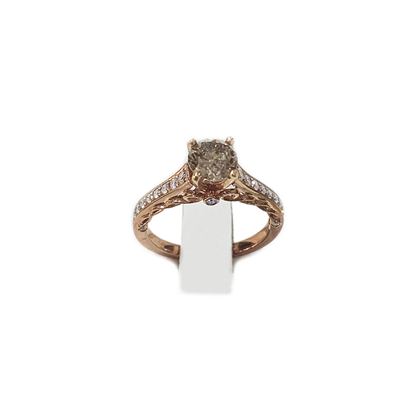 14K Rose Gold Brown Diamond Ring for Women - Elegant Solitaire Engagement & Wedding Band - Perfect for Anniversaries, Proposals & Special Occasions