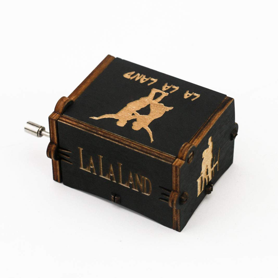 Lalaland Hand Crank Music Box - Wooden Carved Musical Gift Box Plays 'City of Stars' Song - Perfect for Romantic Gifts, Wedding Favors & Home Decor