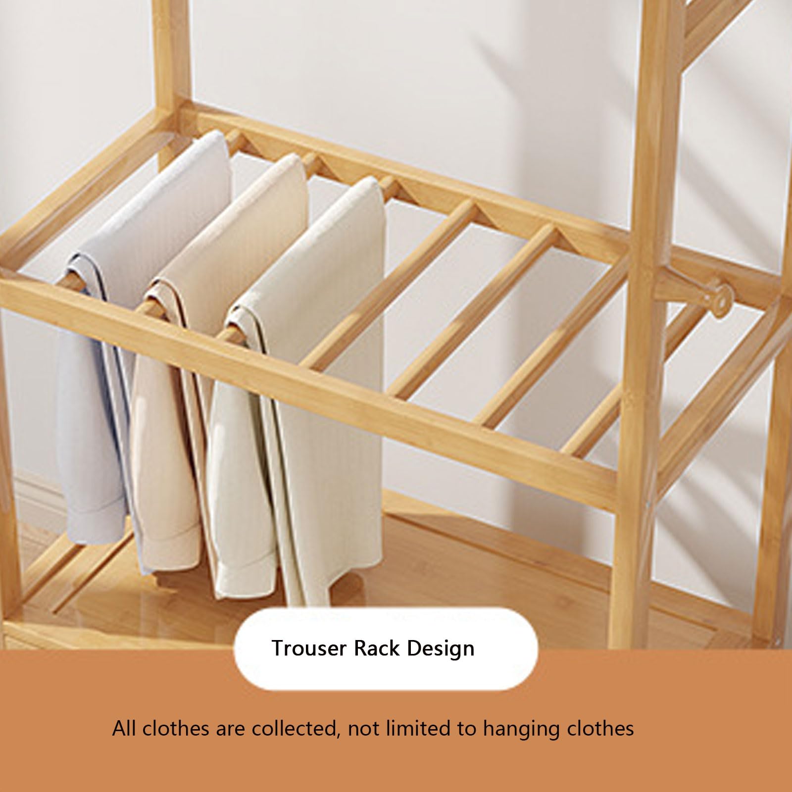 Modern Minimalist Bamboo Coat Rack Stand with 8 Hooks & Storage Shelves - Freestanding Clothes Hanger for Jackets, Hats & Accessories - Perfect for Living Room, Bedroom, Hallway & Entryway Organization