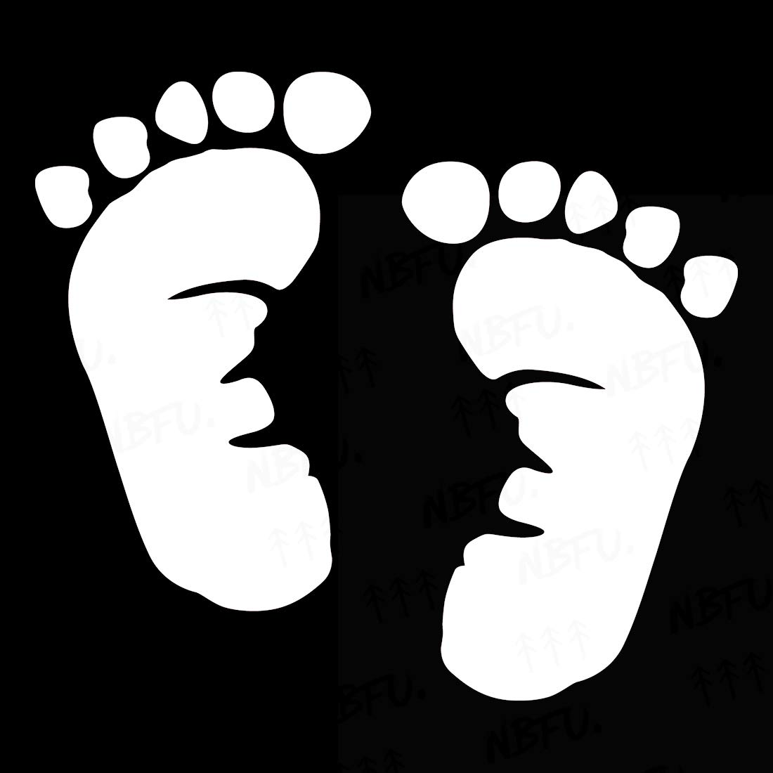 Premium Waterproof Vinyl Decal Stickers - Baby Footprints Silhouette (White, Set of 2) for Laptop, Phone, Helmet, Car Window, Mug & Wall Decor | Perfect for Nursery, Baby Shower Gifts & Home Decoration