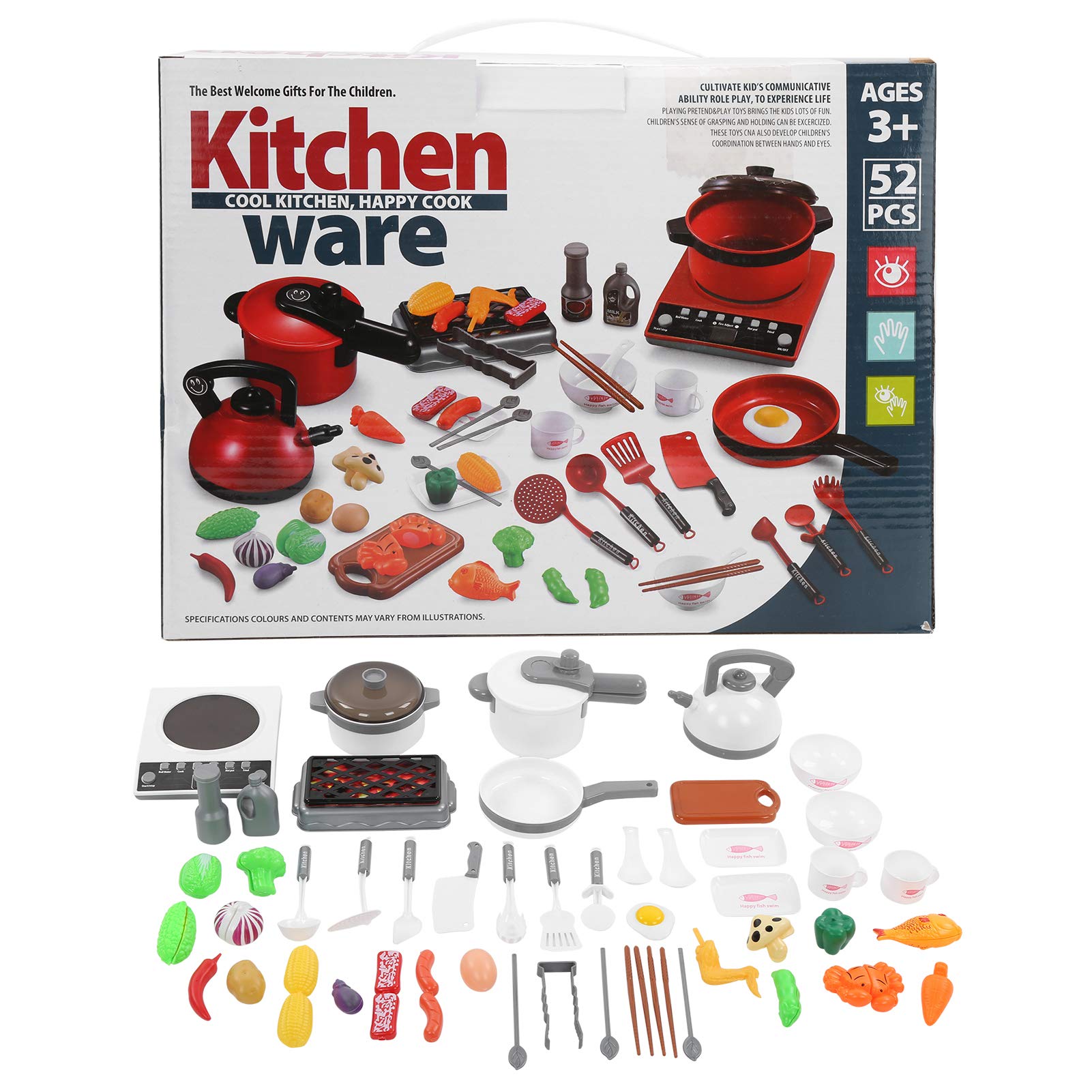 GLOGLOW Kids Kitchen Playset - Pretend Play Cooking Toy with DIY Sound Effects, Child Cookware Set for Toddlers & Preschoolers - Perfect for Imaginative Play, Role-Playing & Early Learning at Home or Preschool