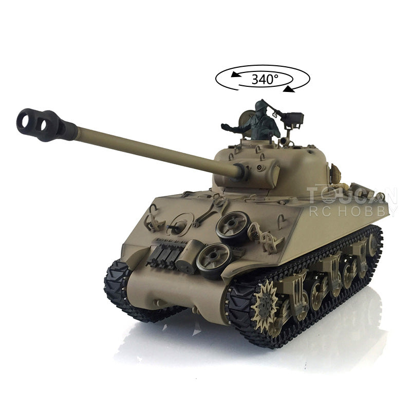 2.4G 1/16 Scale Henglong M4A3 Sherman RTR RC Tank - Plastic Version with Short Barrel, BB Shooting & IR Battling System (Model 3898) | Ready-to-Run Remote Control Military Tank for Adults & Kids | Battle Simulation, Collectible Display & Outdoor Play