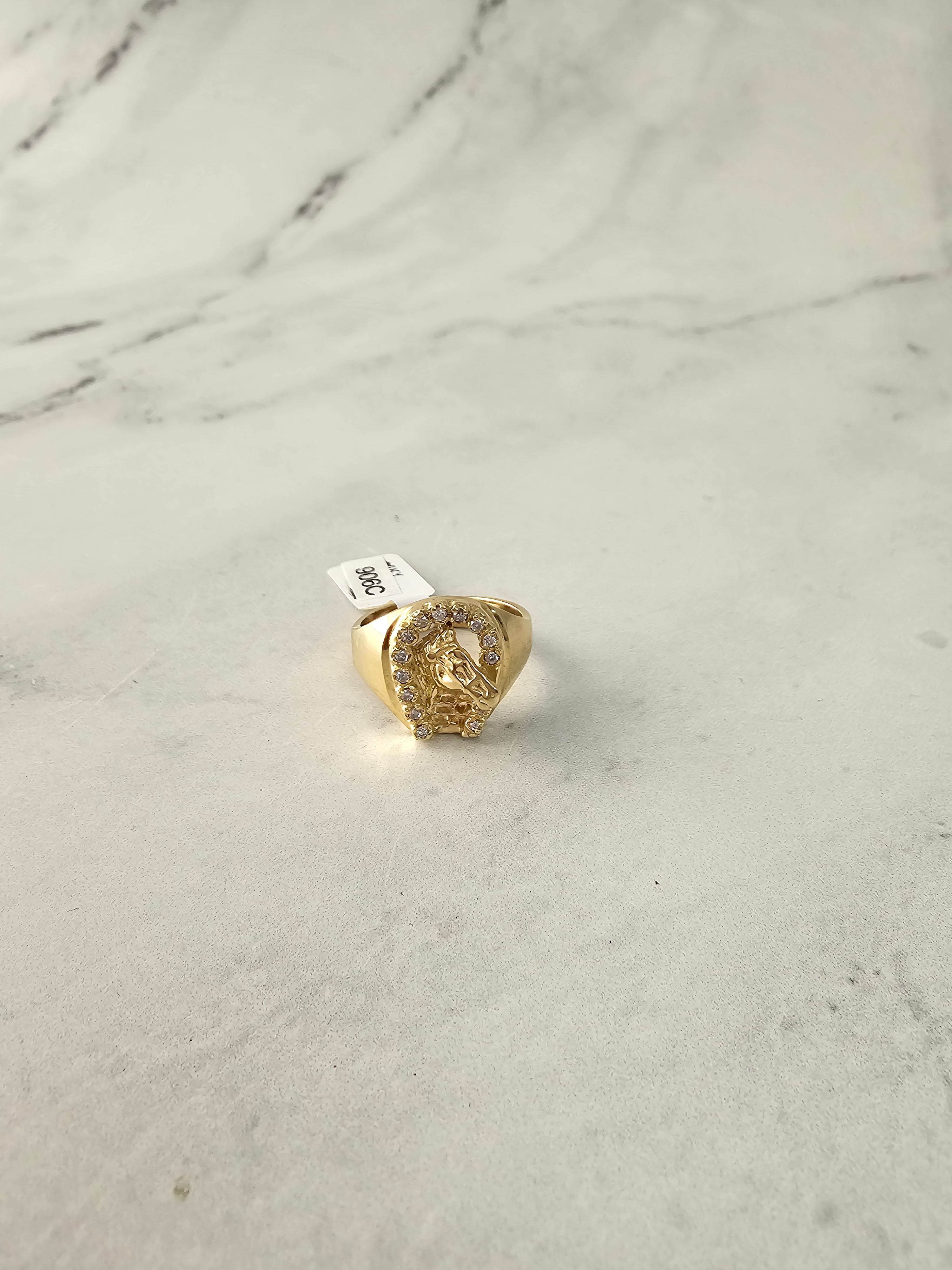 1/3CT Diamond Horseshoe with Horse Head Pendant in 14K Yellow Gold - Elegant Jewelry for Equestrian Lovers, Perfect Gift for Birthdays & Anniversaries