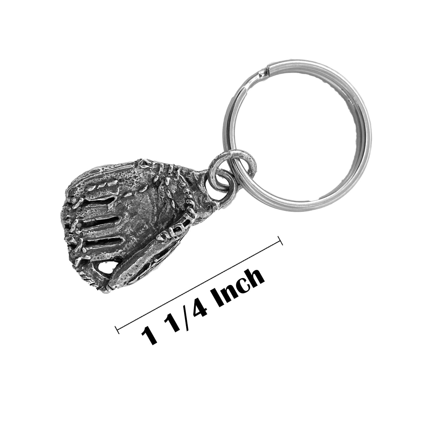 Handmade Pewter Baseball Glove Keychain - 2