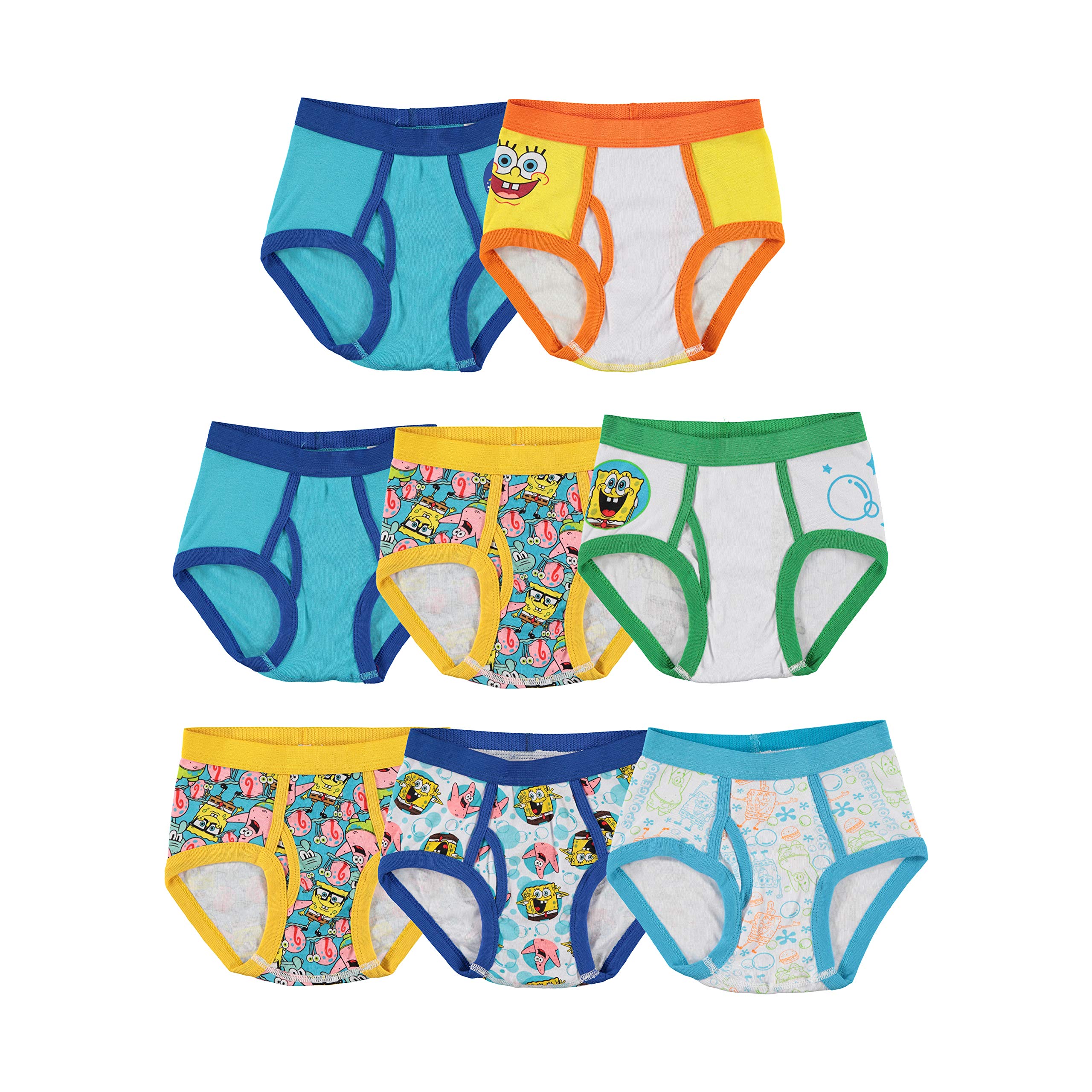 SpongeBob SquarePants Boys' Underwear Multipack - 5-Pack Cotton Briefs with Patrick & Squidward Designs (Sizes 4-12) - Amazon Exclusive - Perfect for School, Sleepovers & Everyday Wear