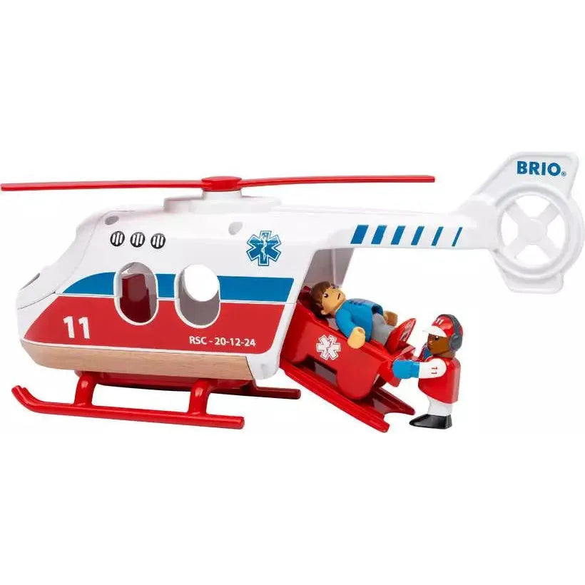 Brio Rescue Helicopter Toy - High-Quality Wooden Helicopter for Kids, Perfect for Imaginative Play & Emergency Rescue Role-Playing Scenarios
