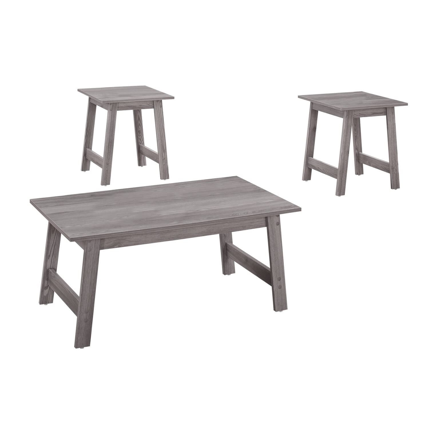 Monarch Specialties 3-Piece Dining Table Set in Grey - Modern Kitchen & Breakfast Nook Furniture for Small Spaces