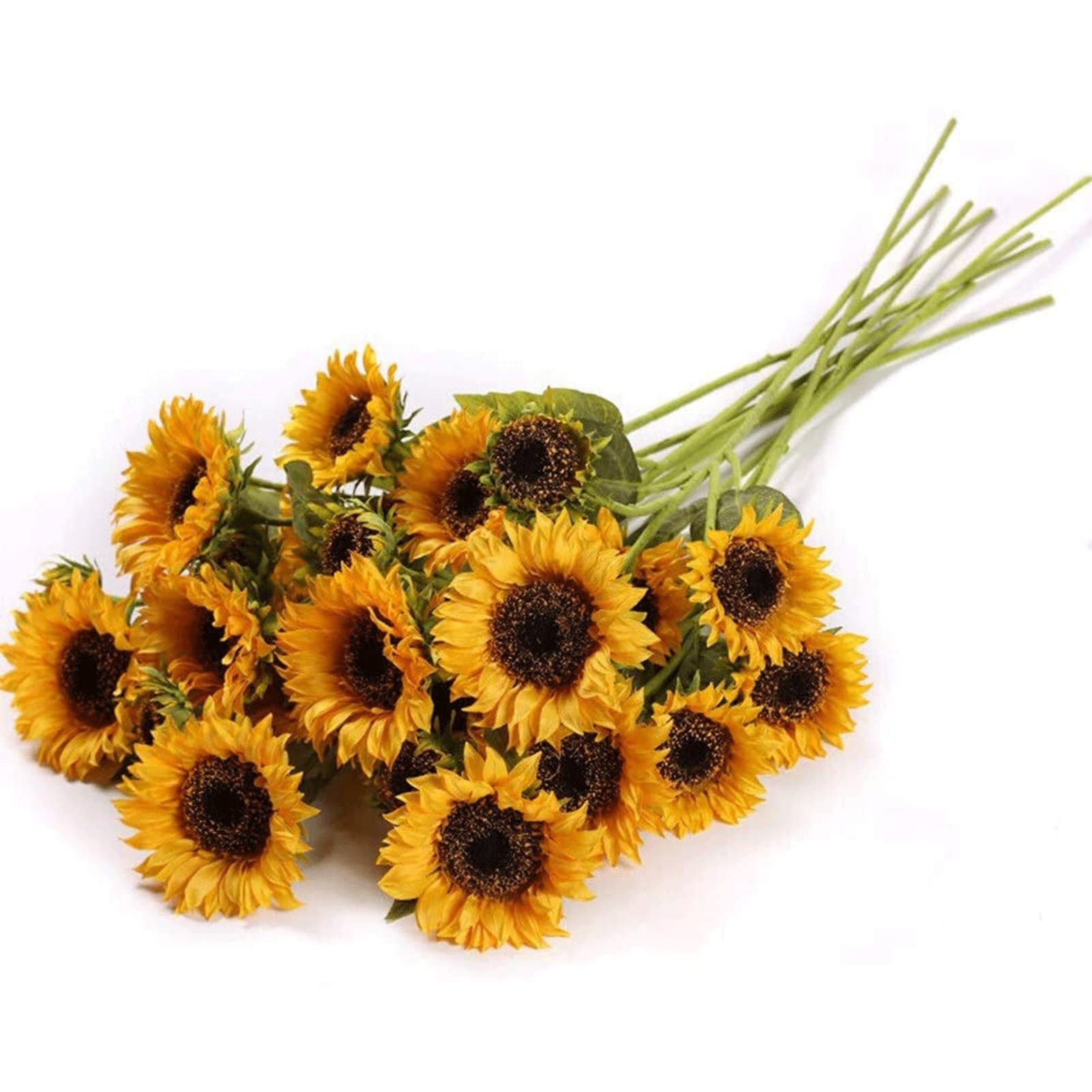Artificial Sunflower Bouquet - Yellow Fake Sunflowers with Stems for Home Decor, Garden, Outdoor Party & Wedding Floral Arrangements | Long-Lasting UV Resistant Decorative Flowers for Table Centerpieces, Living Room, Office & Events