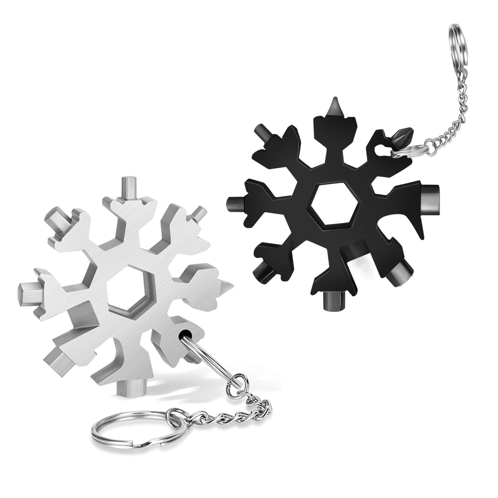 18-in-1 Snowflake Multi Tool - Portable Stainless Steel Outdoor Survival Gear - Compact Multi-Function Tool for Camping, Hiking & Emergency - Perfect Gift for Men, DIY Handyman, Father's Day & Husband (Black+Silver) - Ideal for Outdoor Adventures, Home Repairs & Everyday Carry