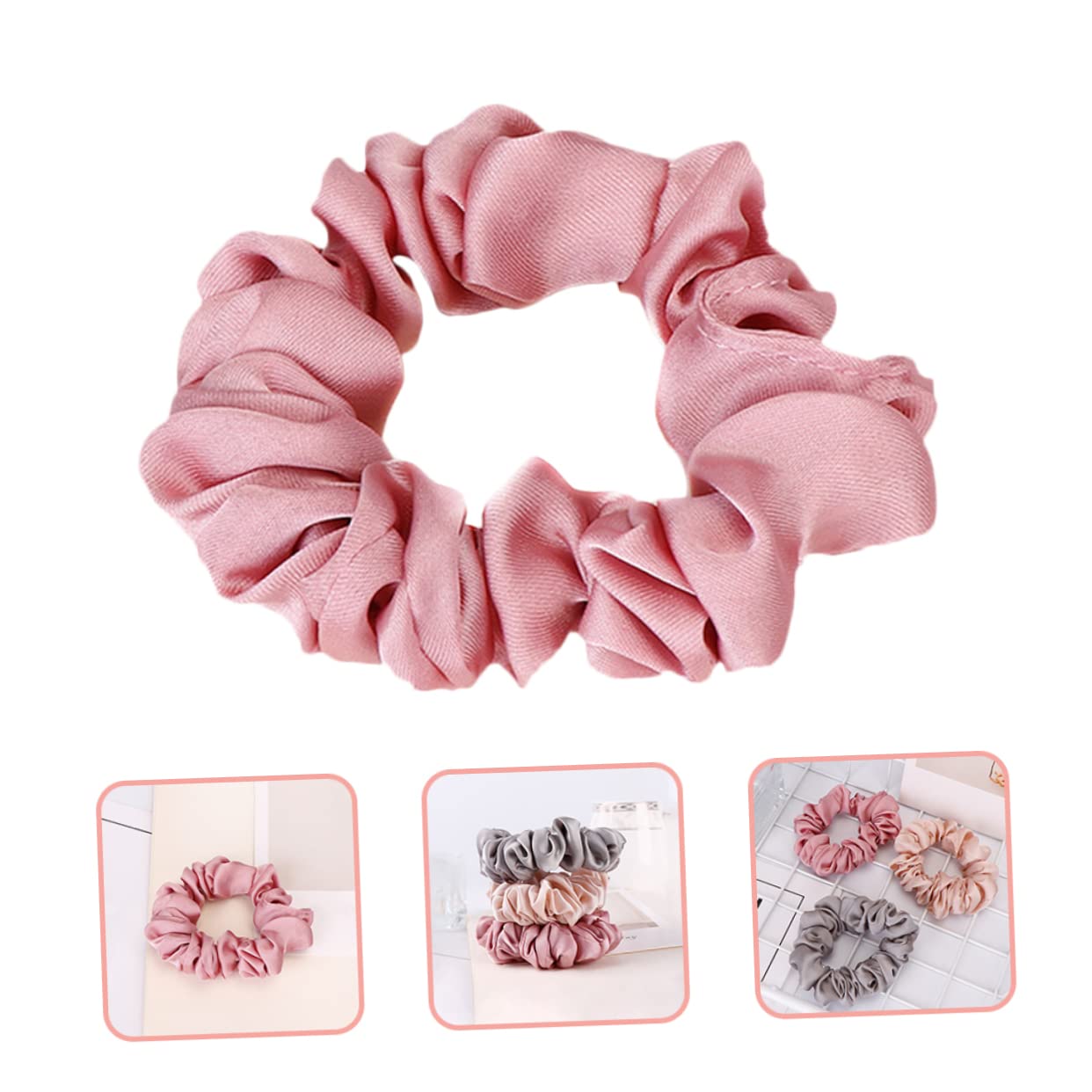 Minkissy 4 Pack Silk Scrunchies for Women - Soft Hair Ties & Ponytail Holders for Thin Hair, Gentle Hair Bands & Elastics - Perfect for Work, Gym, and Everyday Styling