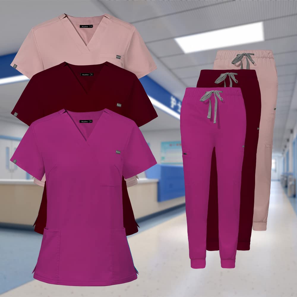 Niaahinn Classic Women's Scrub Set - Comfortable Workwear Top & Yoga Jogger Pants for Nurses, Medical Professionals | Perfect for Hospital Shifts, Clinics & Healthcare Work