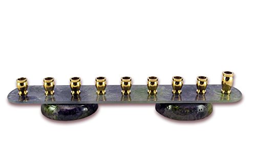 Hand-Painted Recycled Glass Menorah for Hanukkah - Sand & Water Design with Copper Gold Accents - Perfect for Home Decor, Holiday Gifts & Jewish Traditions