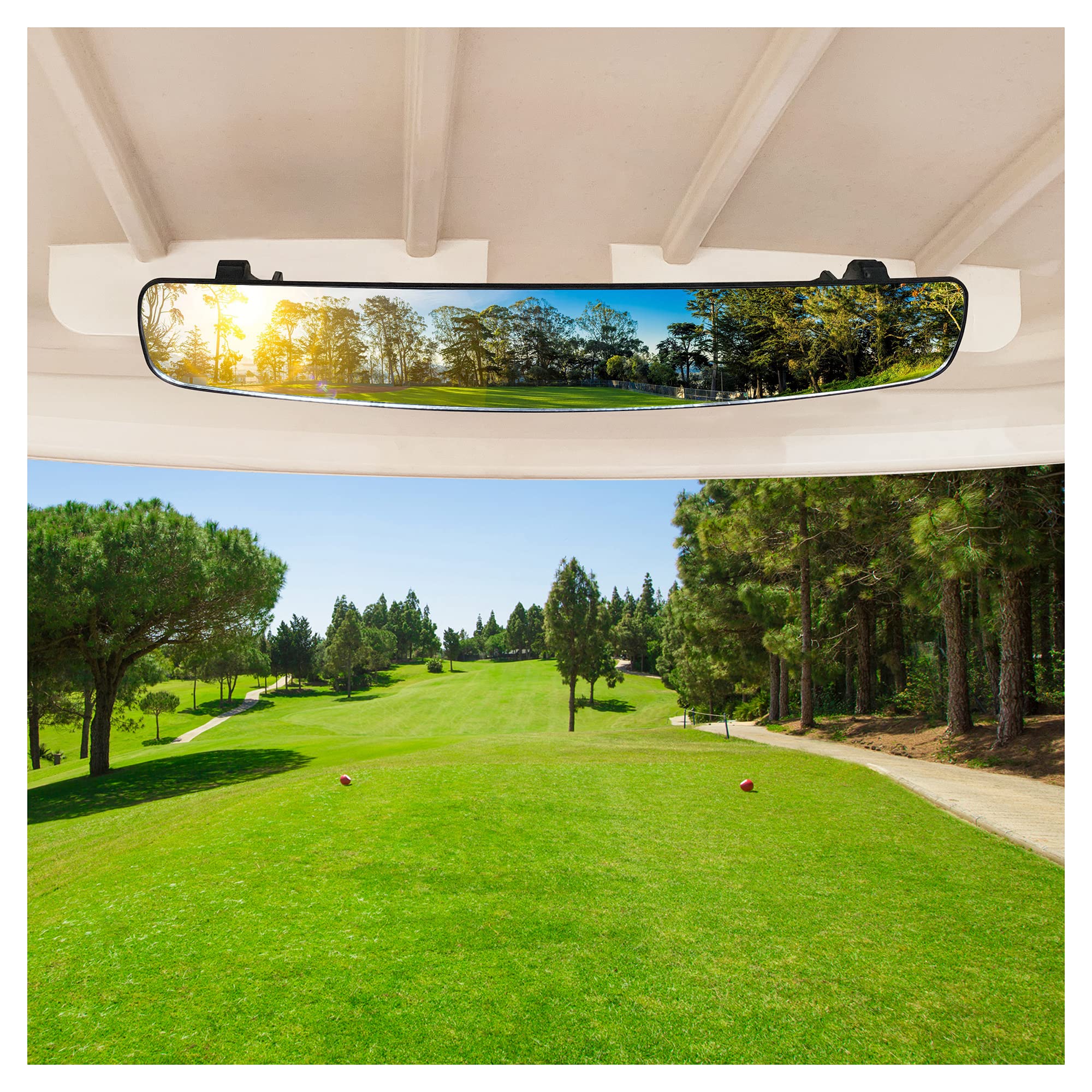 10L0L Universal Golf Cart Rear View Mirror - Wide Angle for EZGO, Club Car & Yamaha - Perfect for Safe Driving on Golf Courses & Neighborhood Streets