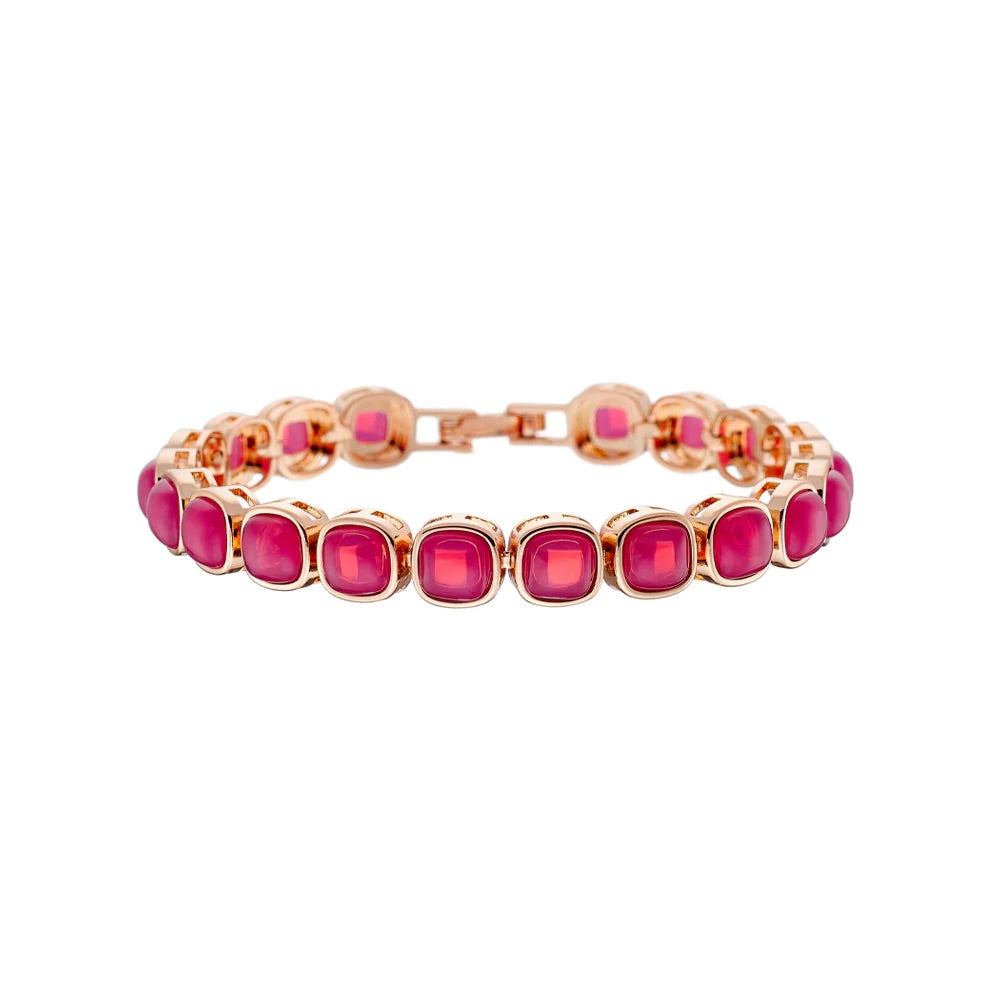 Rose Gold Fuchsia Crystal Bracelet for Women - Elegant & Sparkling Jewelry Gift for Valentine's Day, Anniversary or Special Occasions