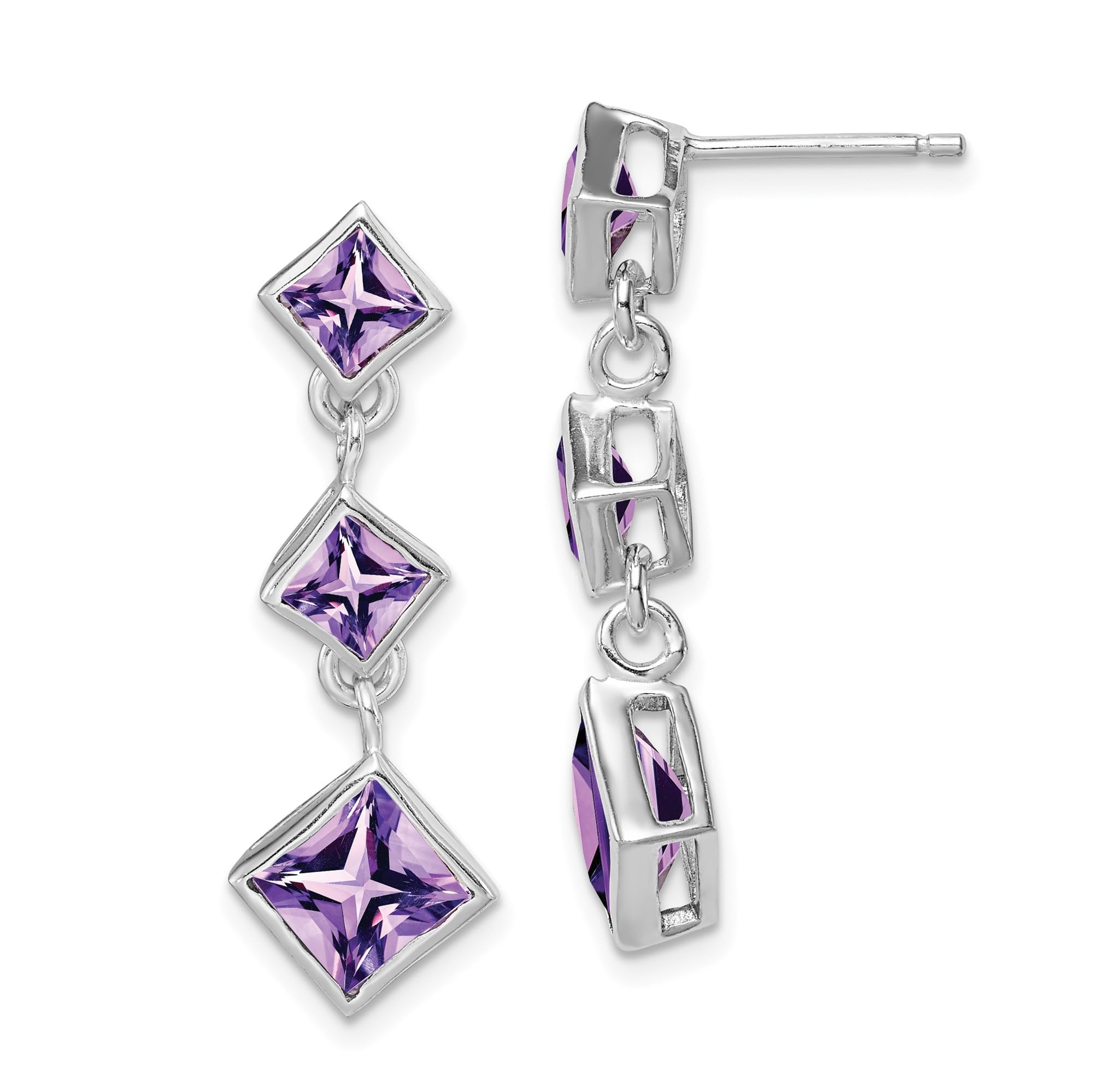 925 Sterling Silver Purple Amethyst Drop Dangle Earrings for Women | Elegant Post Earrings for Party, Wedding & Everyday Wear