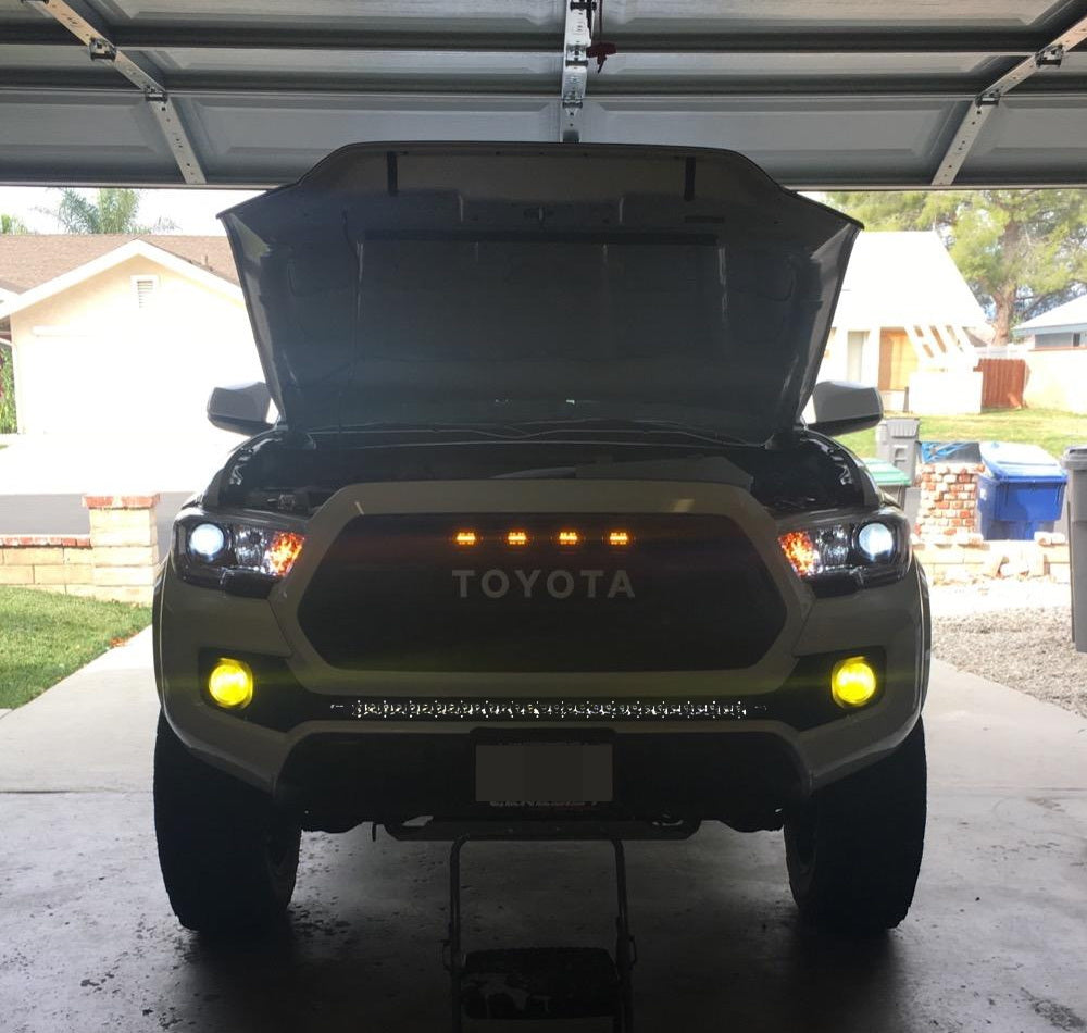 4-Piece Front Grille LED Light Kit for 2016-2023 Toyota Tacoma TRD Pro - Durable Off-Road Lighting Accessories for Night Driving & Adventure