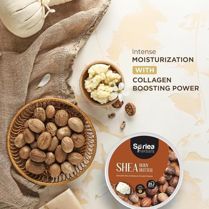 **Organic Shea Body Butter Cream with Vitamin E, Shea & Cocoa Butter – Deep Moisturizing & Nourishing for Dry Skin | Reduces Stretch Marks & Soothes Rough Skin (7 oz) – Perfect for Daily Hydration, Post-Shower Care & Pregnancy Skincare**