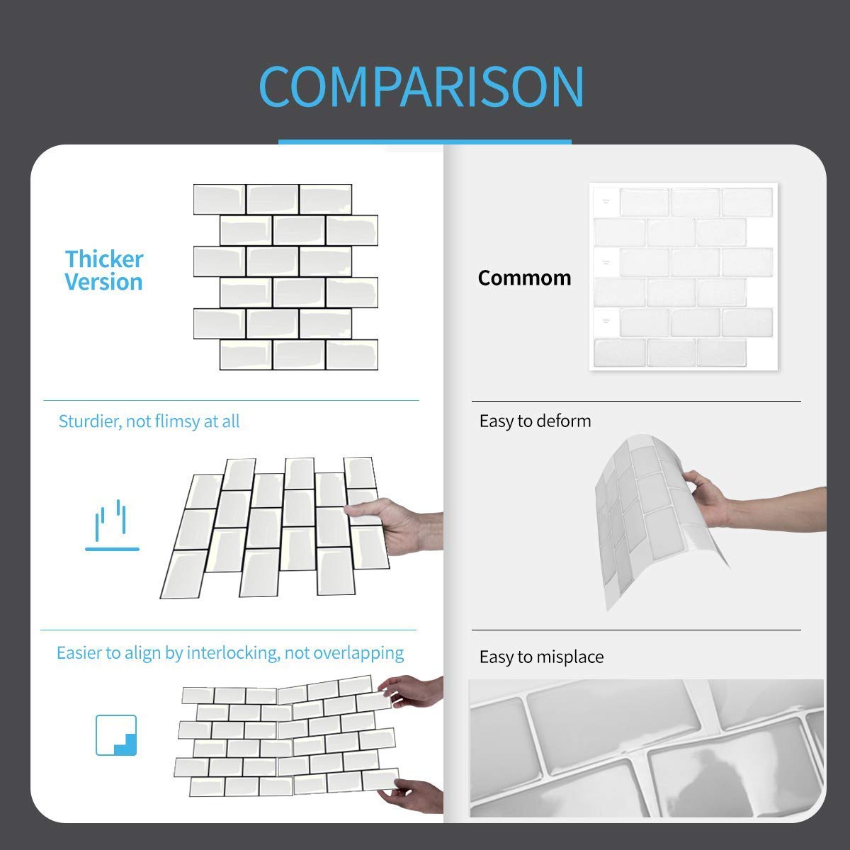 Art3d Peel and Stick Tile Backsplash Kit with Smoothing Tool - Easy DIY Kitchen & Bathroom Wall Decor for Home Renovation