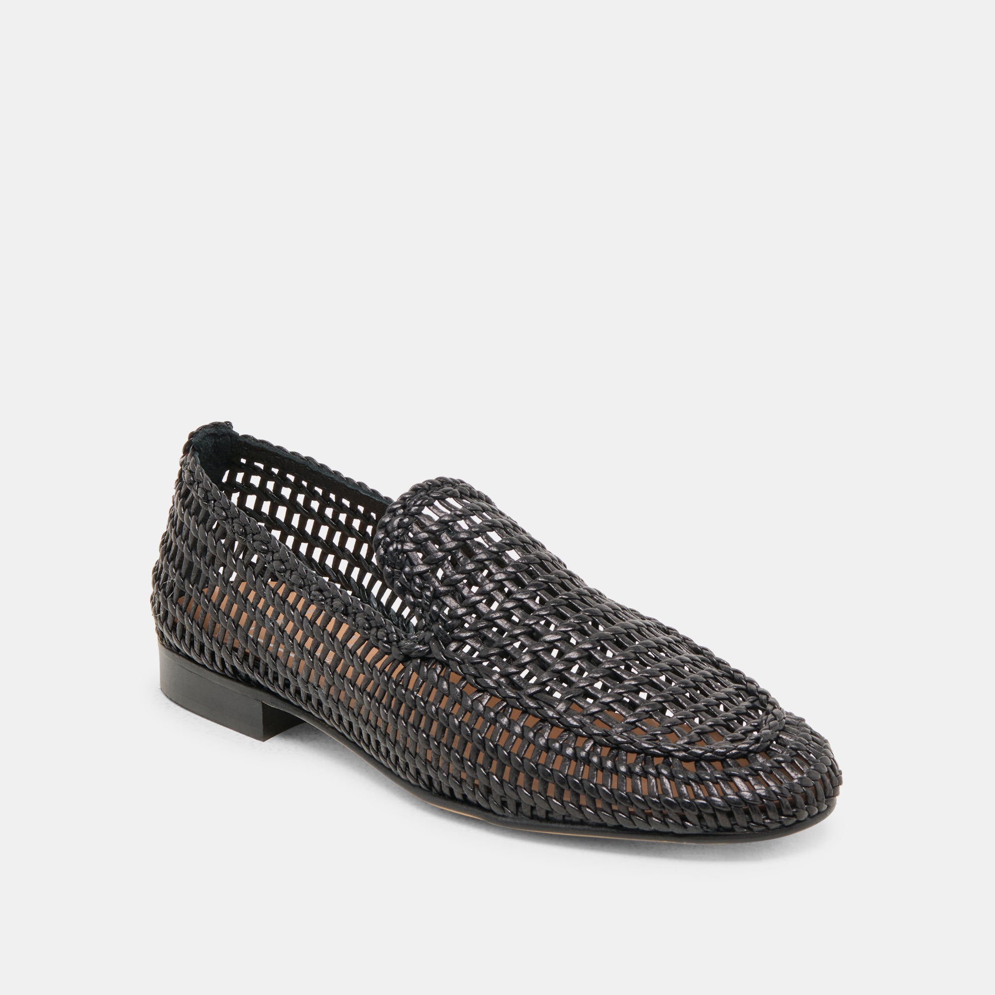 ARMOND FLATS BLACK WOVEN LEATHER Women's Shoes - Comfortable & Stylish Slip-On Loafers for Work, Office & Casual Wear
