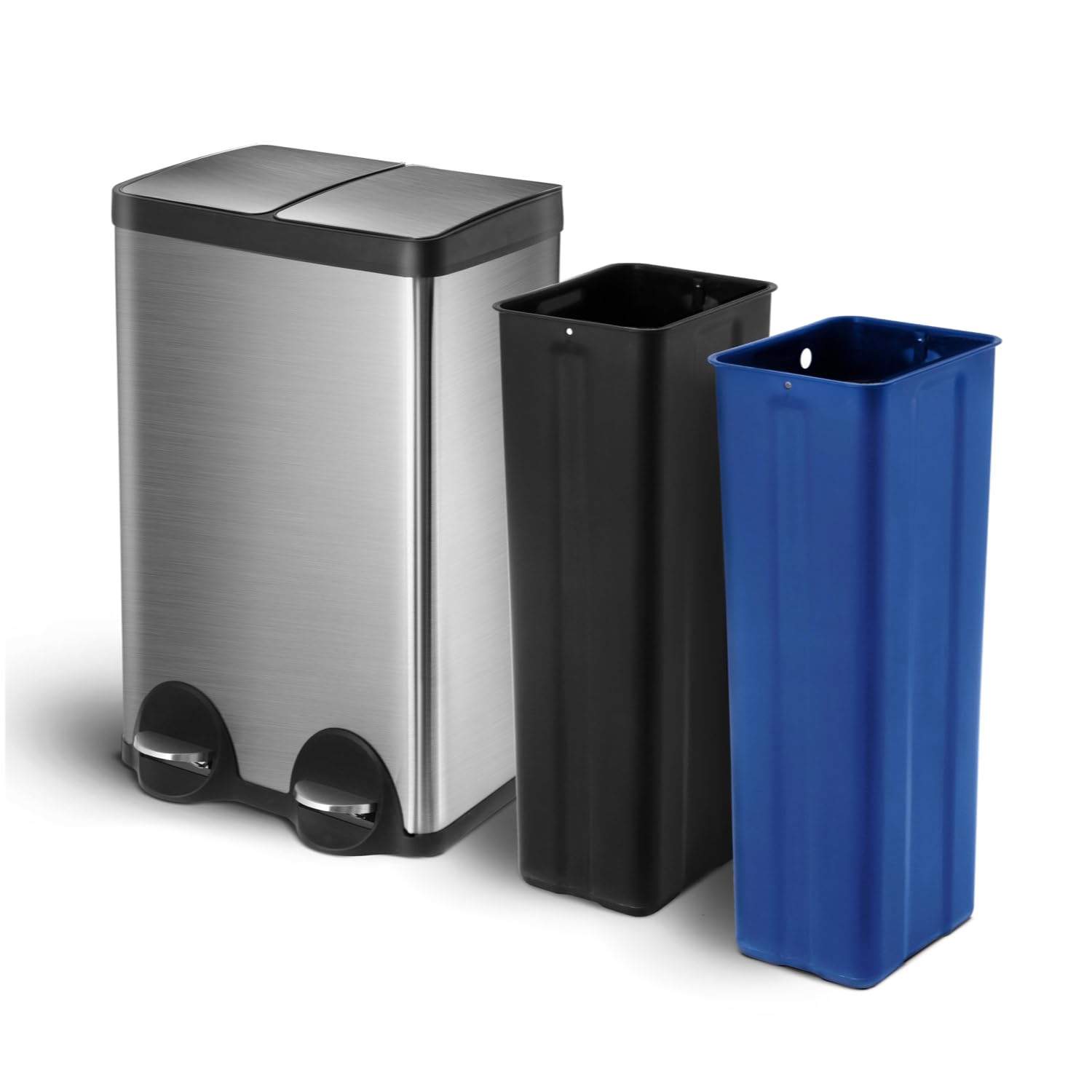 15.8 Gallon Stainless Steel Kitchen Trash Can with Dual Removable Liners - Perfect for Recycling & Waste Separation | Ideal for Modern Kitchens, Offices & Eco-Friendly Homes