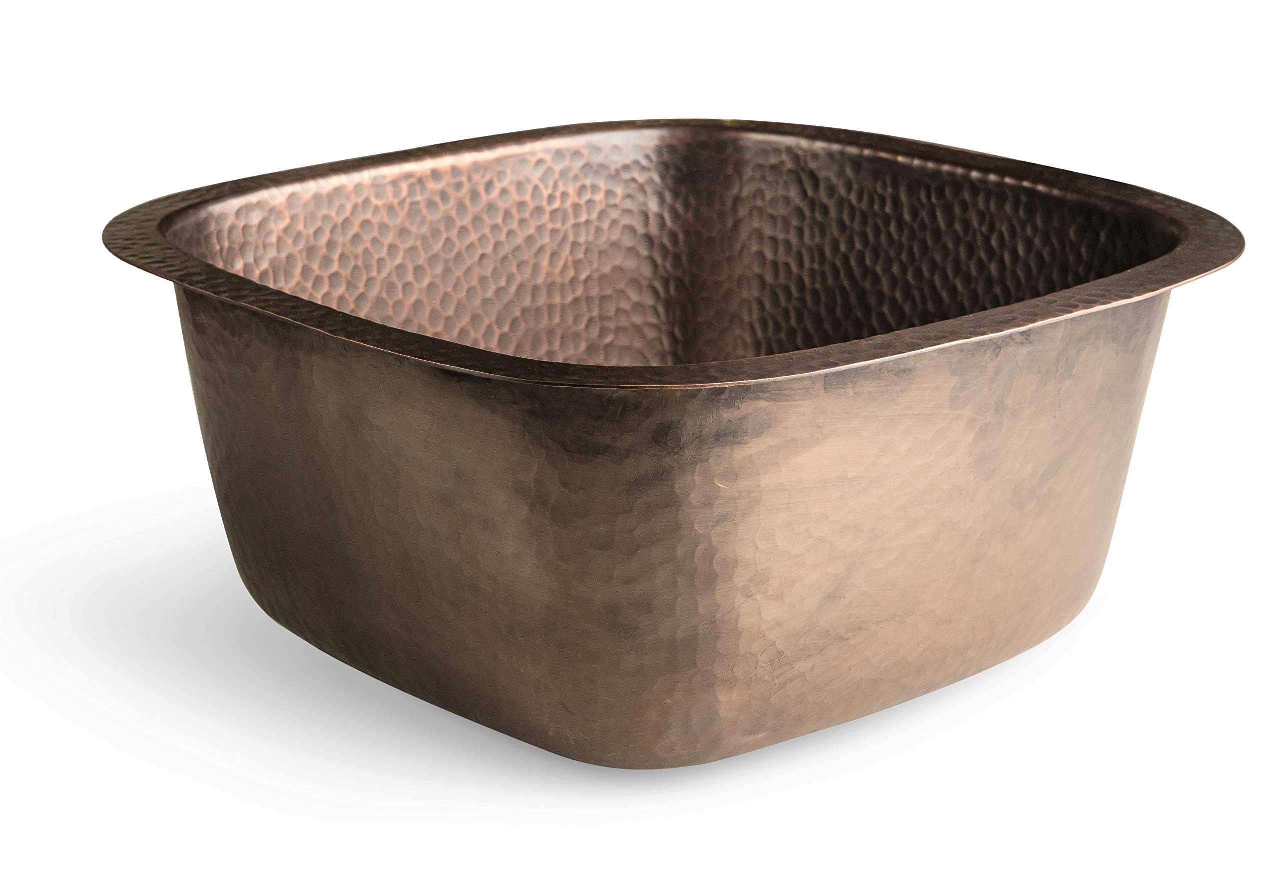 Monarch Abode 17091 Pure Copper Hand Hammered Atlas Dual Mount Bar Prep Sink (15 inches) - Premium Kitchen Sink for Bar, Restaurant & Home Use