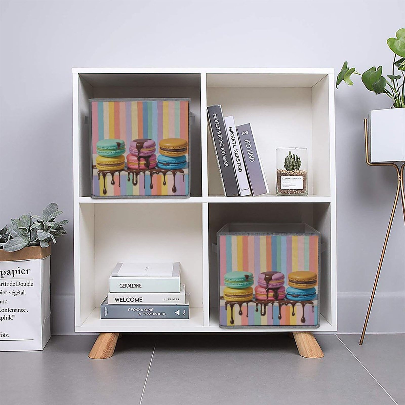 6-Piece Foldable Storage Bins Set - Large Capacity Macaron Art Printed Storage Boxes with Handles for Home, Office & Playroom Organization | Perfect for Toys, Books & Closet Storage