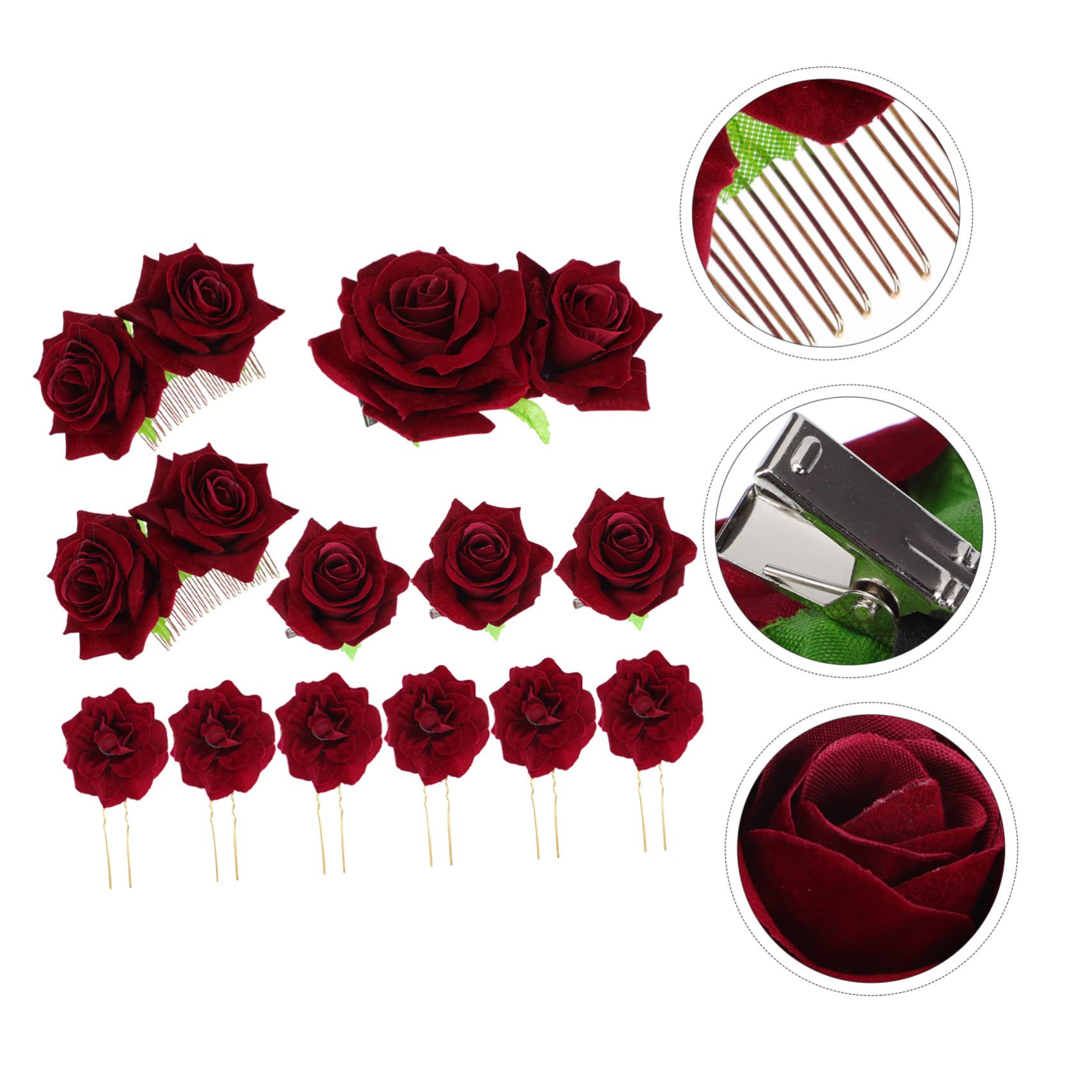 ABOOFAN Elegant Rose Hair Clip Set - High-Quality Simulated Flower Brooch & Comb for Weddings, Prom, Parties | Unique Headdress for Special Occasions & Formal Events