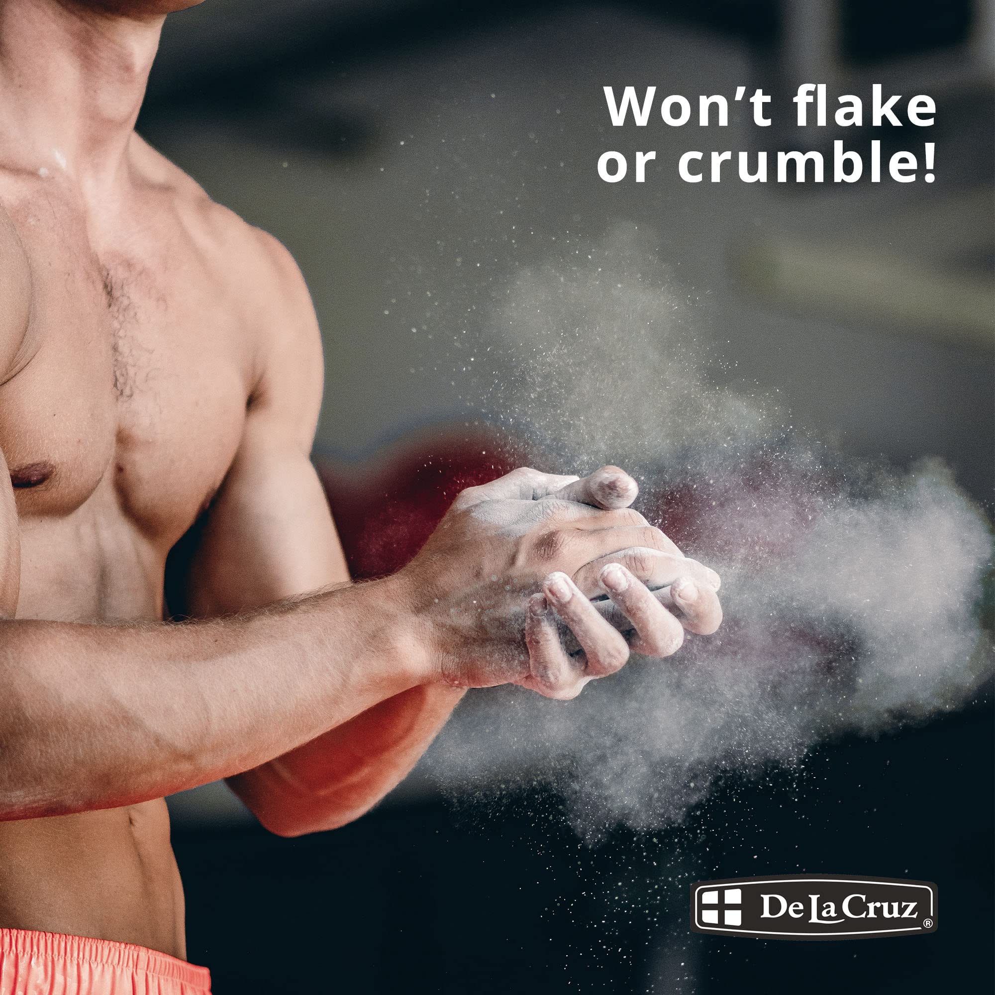 Premium De La Cruz Magnesium Carbonate Gym Chalk for Weightlifting, Gymnastics & Rock Climbing - Non-Slip Grip Enhancer for Sports & Workout Training