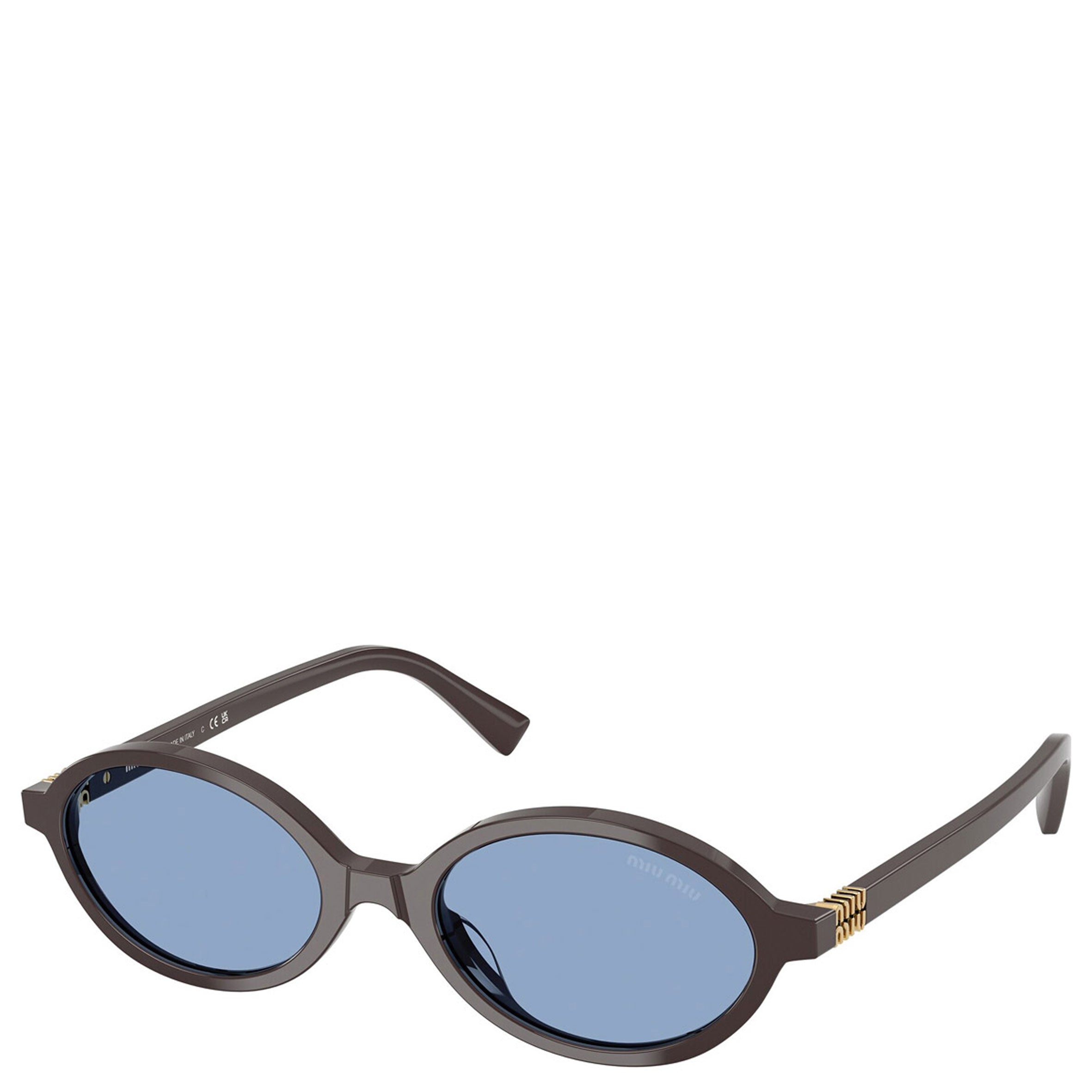 Miu Miu MU04ZSF Oval Sunglasses for Women - Asian Fit, Moka/Blue Gradient Lenses, UV Protection (Perfect for Driving, Beach & Fashion Accessories)