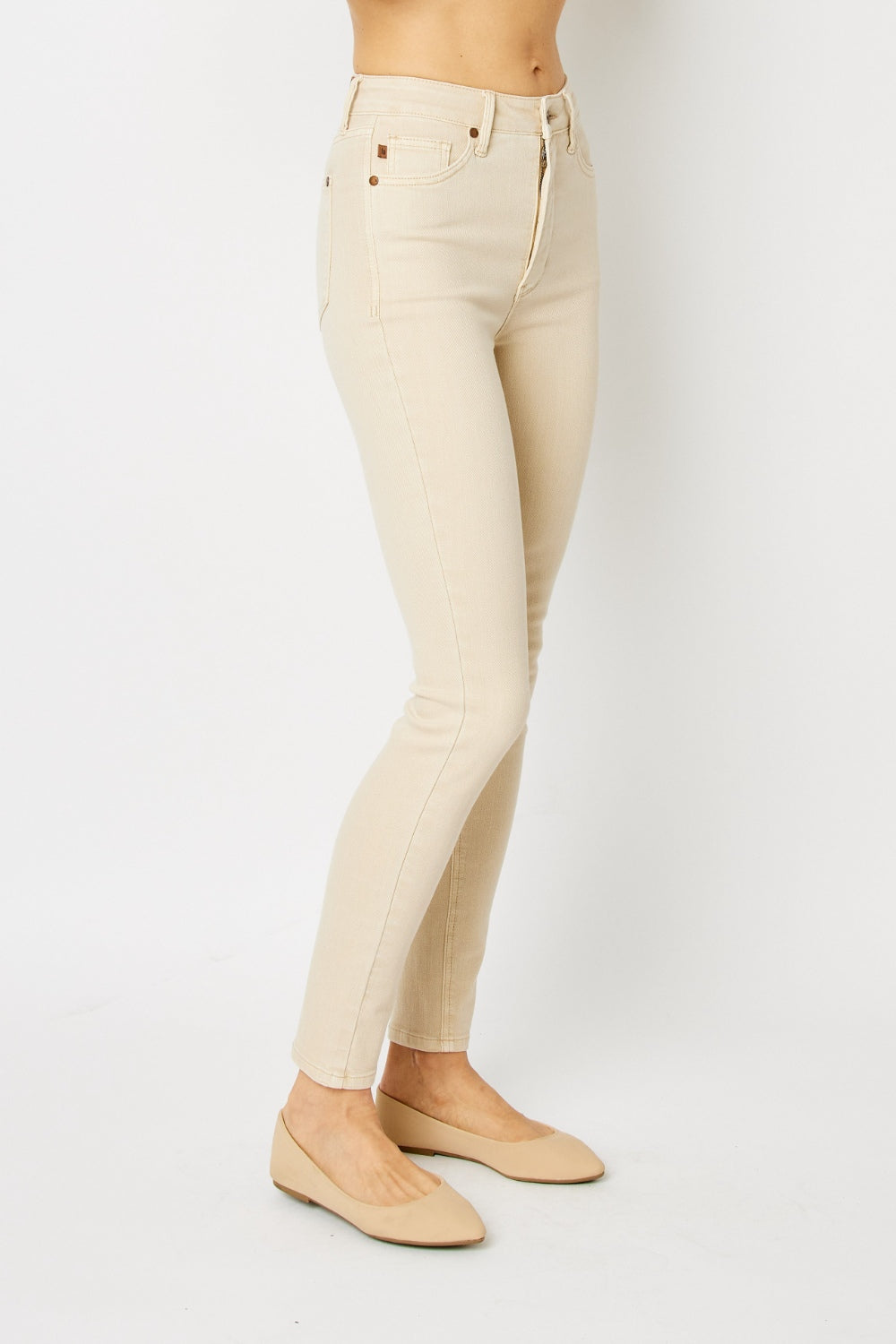 Judy Blue High Waisted Tummy Control Skinny Jeans for Women - Distressed Denim Pants with Stretch, Comfort Fit (Garment Dyed) - Perfect for Casual Wear, Date Night & Office Outfits