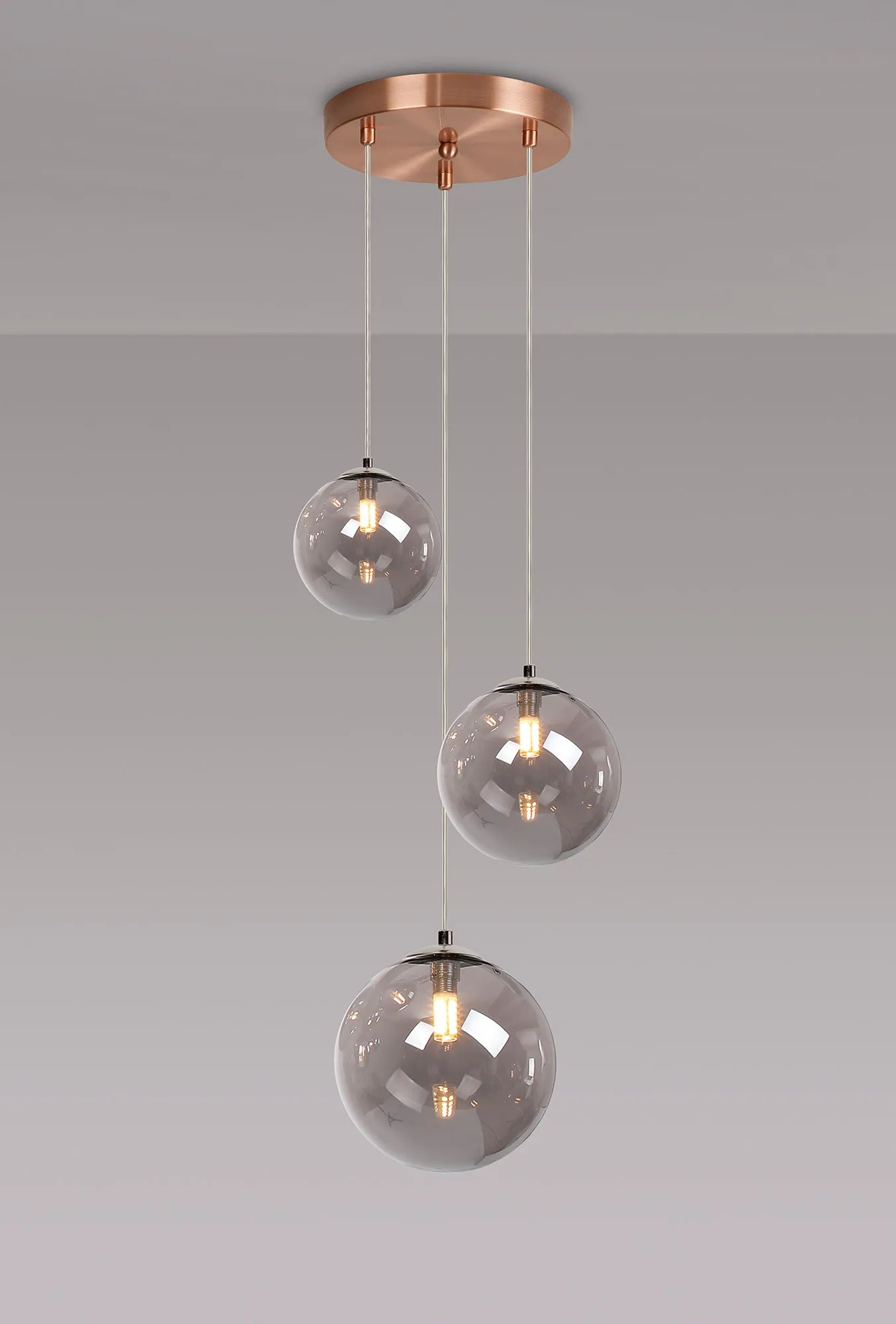 Austin 31cm Round Glass Pendant Light Fixture with 3 G9 Bulb Sockets - Perfect for Kitchen Island, Dining Room, and Modern Home Lighting