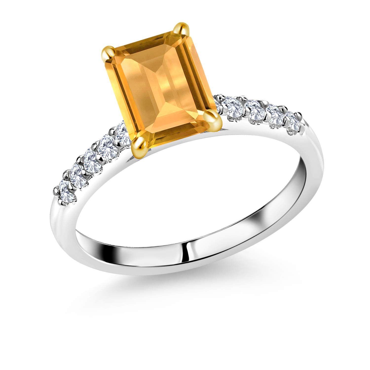 2.71Ct Yellow Citrine Lab Diamond Ring in 925 Silver & 10K Gold for Wedding & Party