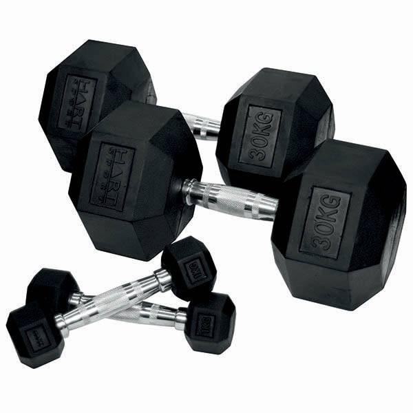 HART Rubber Hex Dumbbell Set 1kg to 30kg - Premium Weight Lifting Equipment for Home Gym, Strength Training & CrossFit Workouts