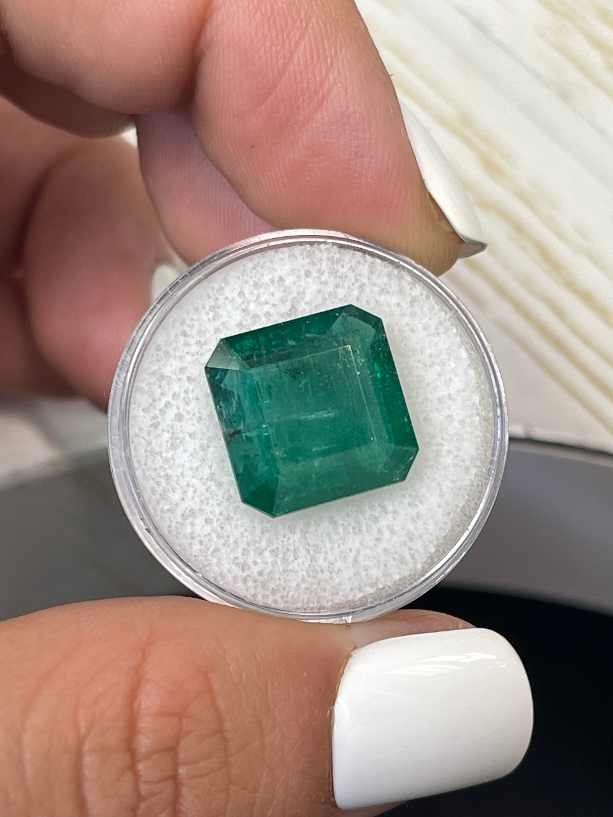 10.02 Carat Natural Zambian Emerald - 13.5x13.5mm Loose Dark Green Gemstone for Jewelry Making, Engagement Rings & Luxury Gifts