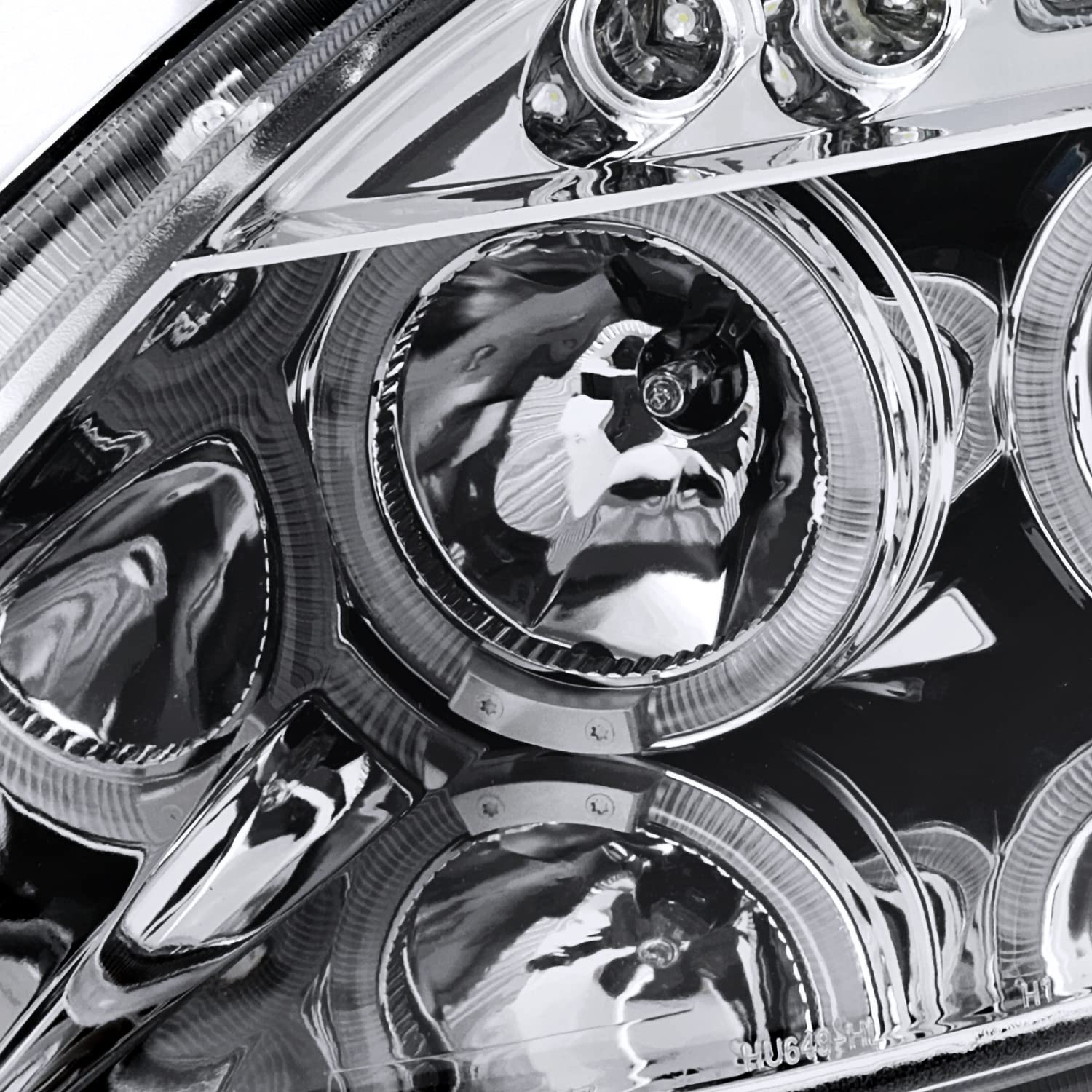 Spec-D Tuning Chrome Halo LED Projector Headlights & Clear Tail Brake Lights - Compatible with 2006-2011 Mitsubishi Eclipse (Left & Right Pair Headlamp Assembly) - Perfect for Night Driving & Car Customization