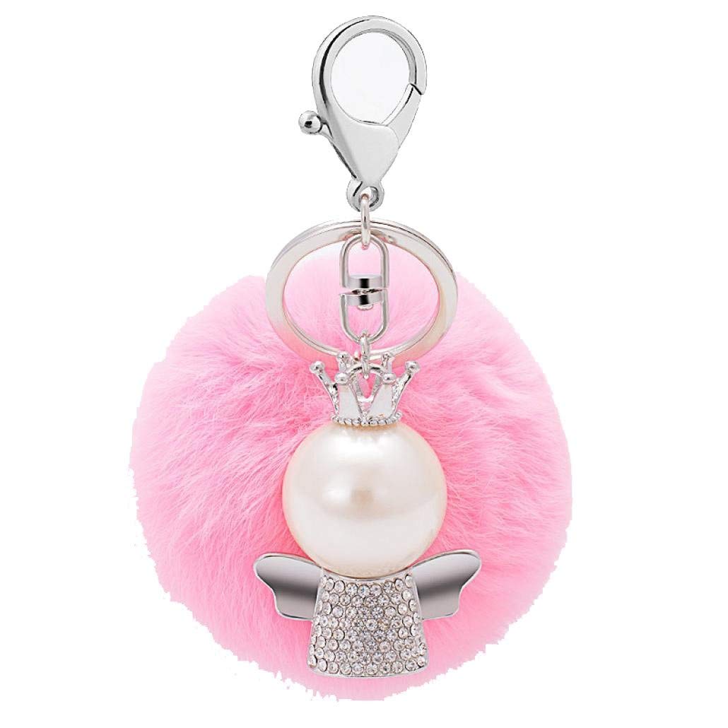FABFEGU Silver Christmas Tree Ball Ornaments - Plush Rabbit Ring, Alloy Angel Hair Keychain & Love Birds Hanging Decor (Pink, One Size) - Perfect for Holiday Decor, Gift Wrapping, Party Favors & Home Decoration