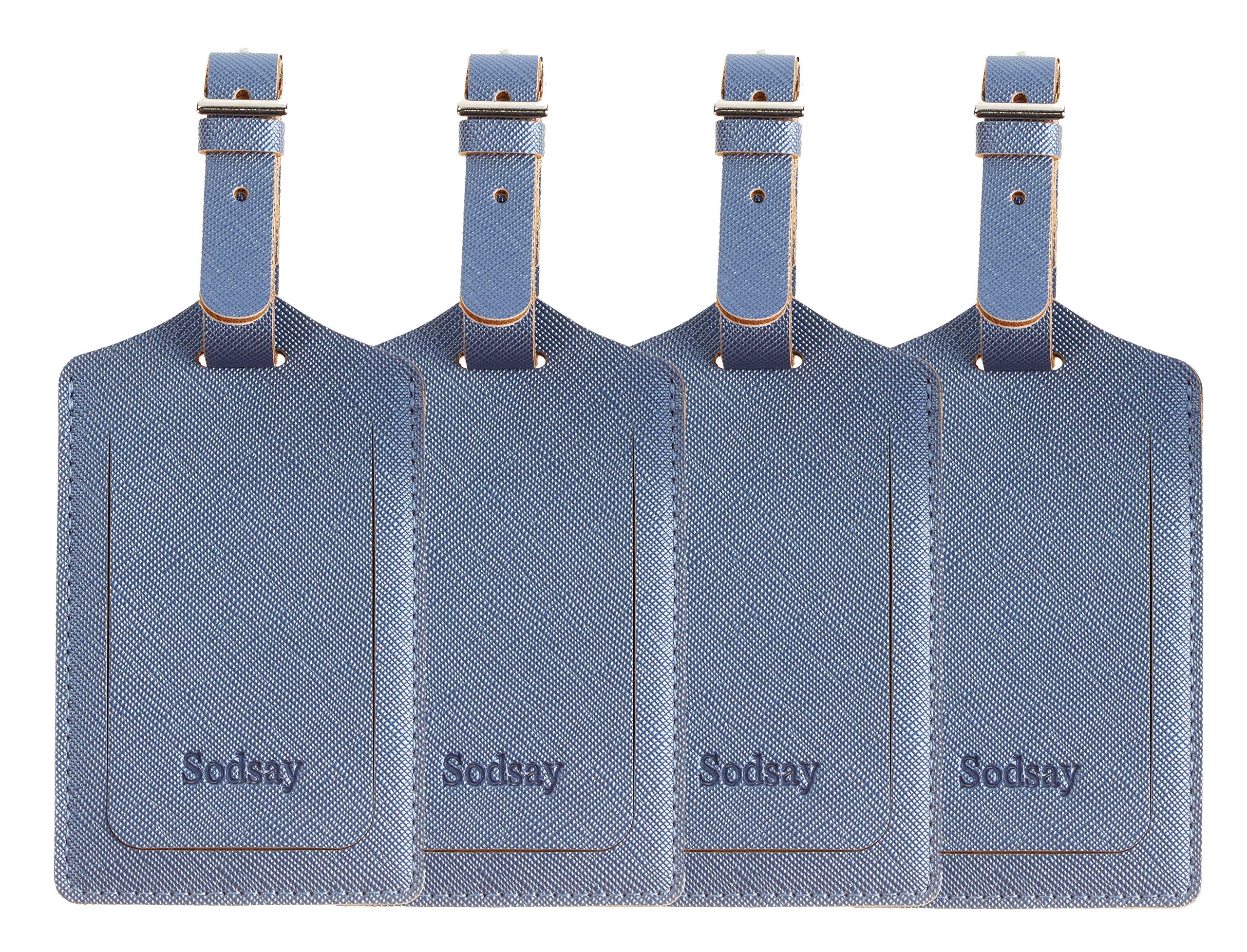 Premium Leather Luggage Tags Set of 4 - Personalized Travel Bag Tags with Metal Loop for Suitcases, Backpacks & Carry-Ons - Perfect for Air Travel, Business Trips & Vacation Identification